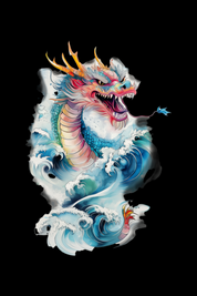 ORIENTAL DRAGON - Womens Black Tee