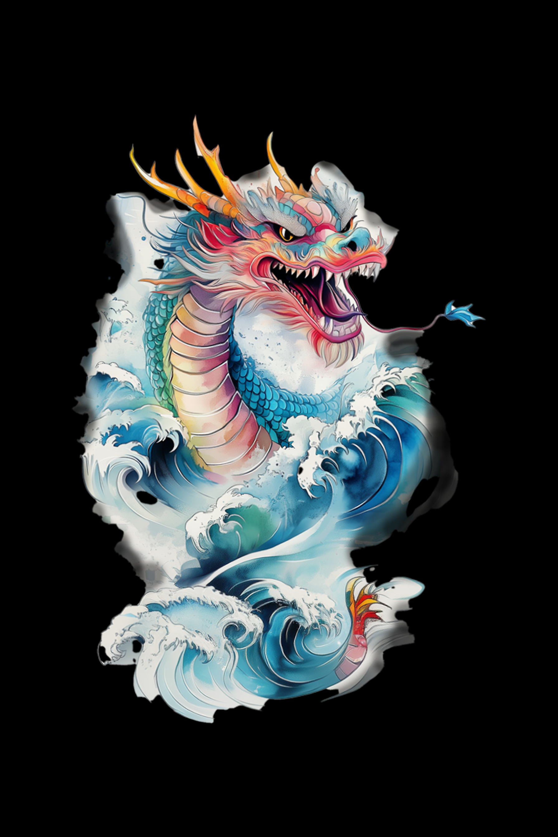 ORIENTAL DRAGON - Womens Black Tee