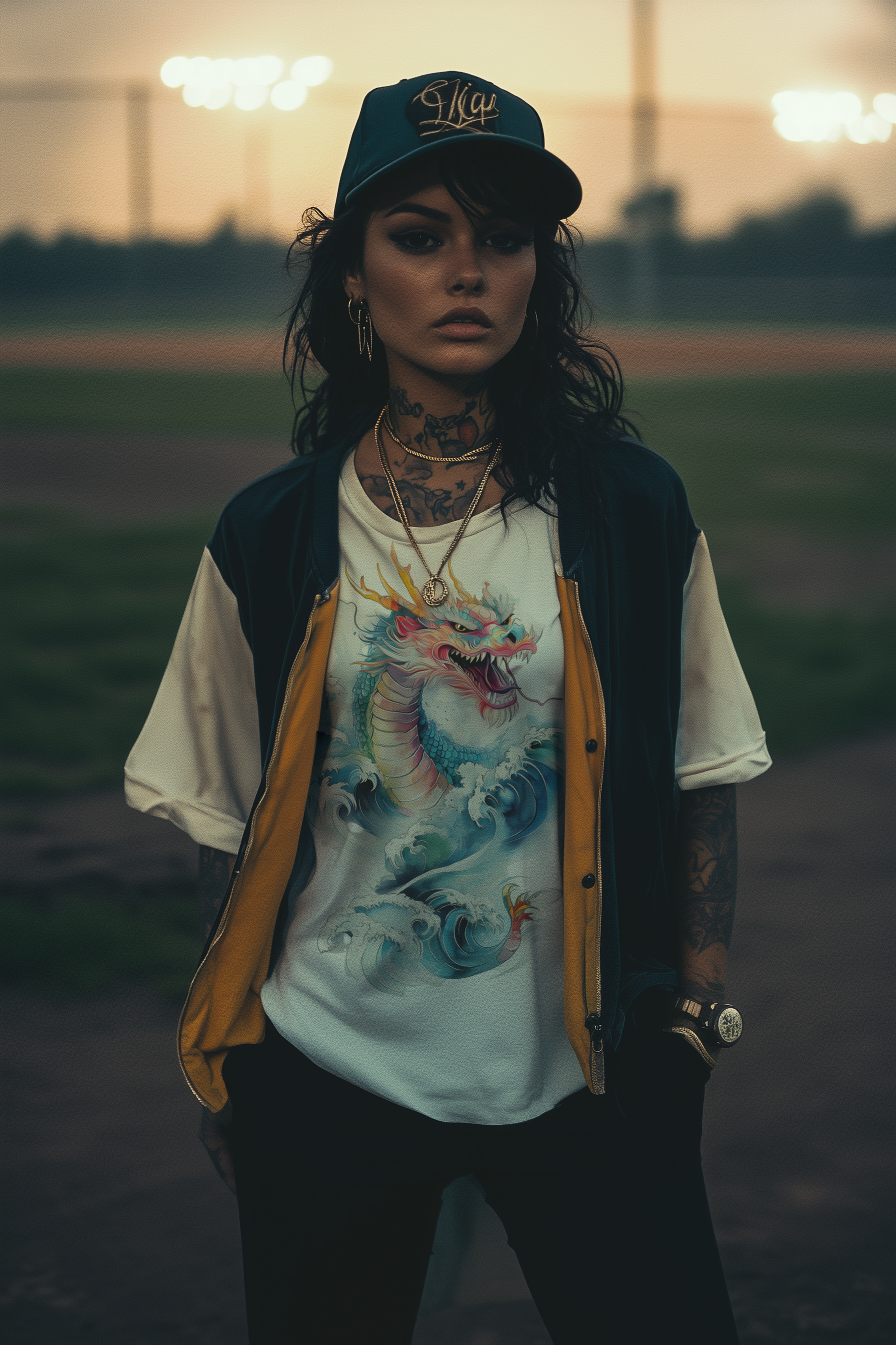 ORIENTAL DRAGON - Womens White Tee
