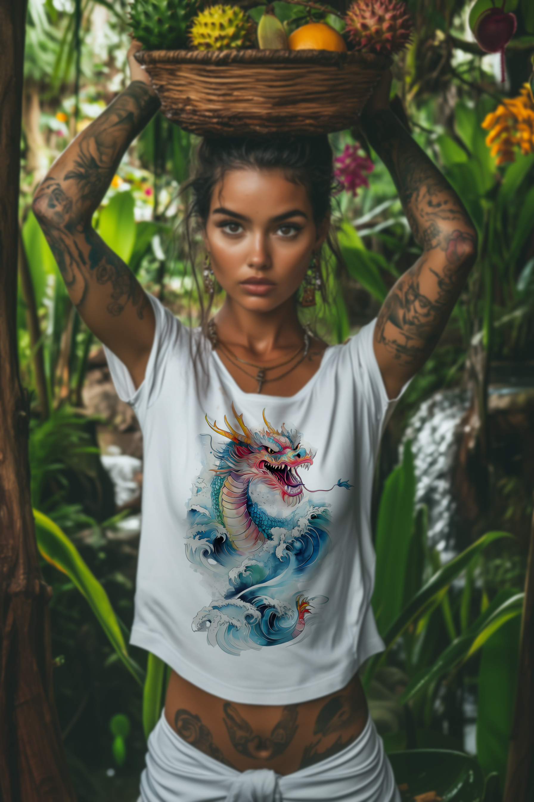 ORIENTAL DRAGON - Womens White Tee