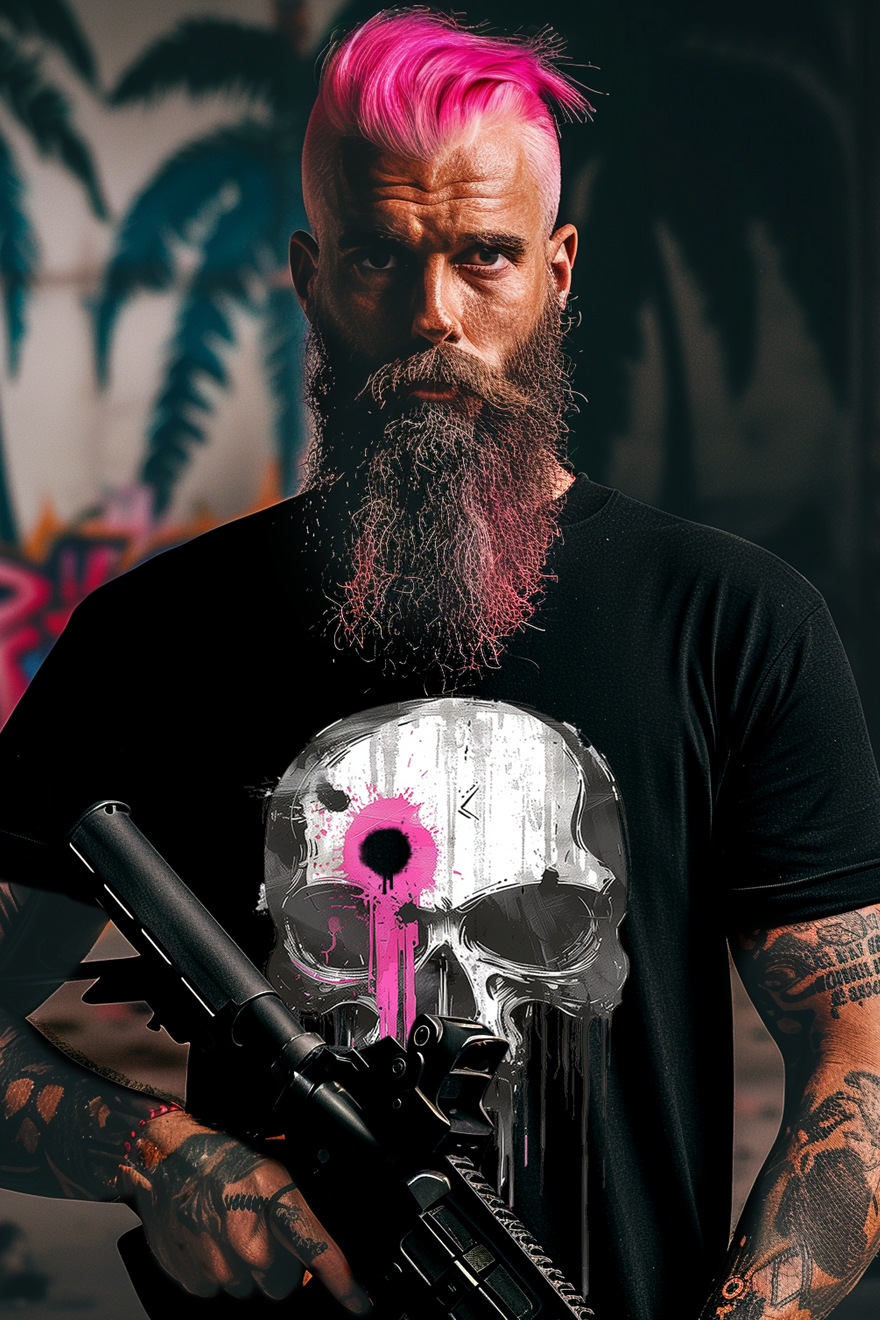 SKULL SHOT - Mens Black Tee