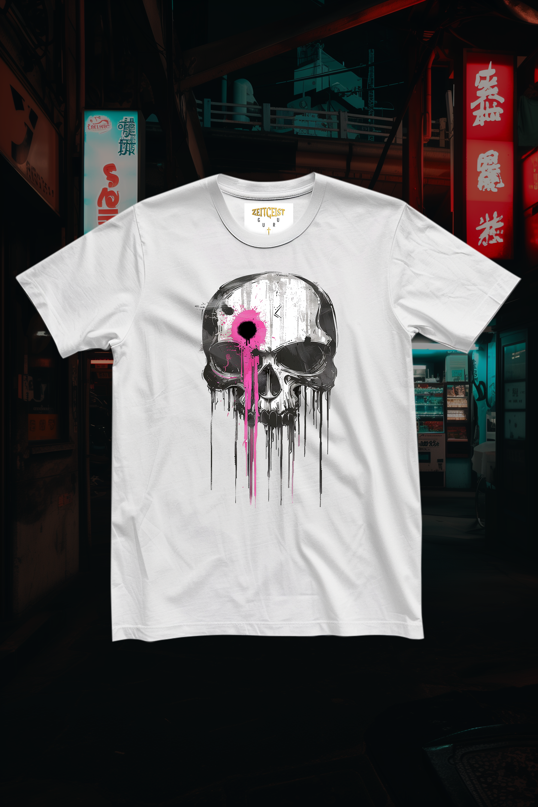 SKULL SHOT - Mens White Tee