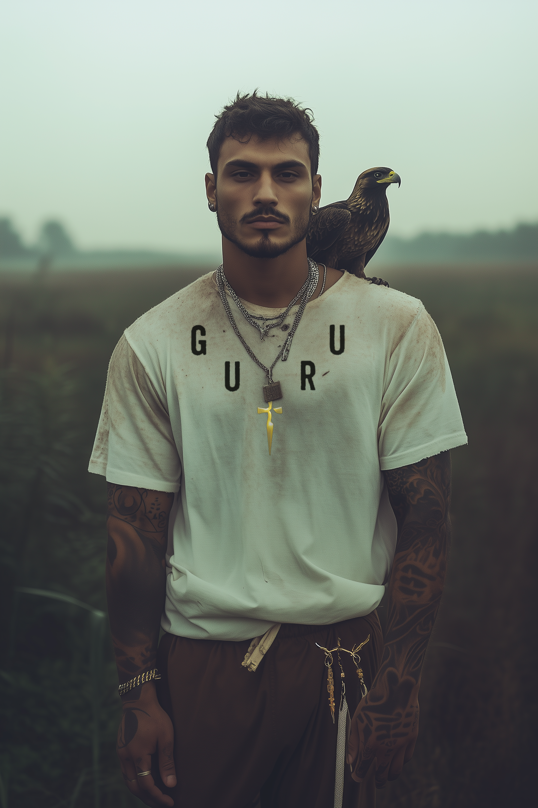 GURU NECKLACE - Mens White Tee