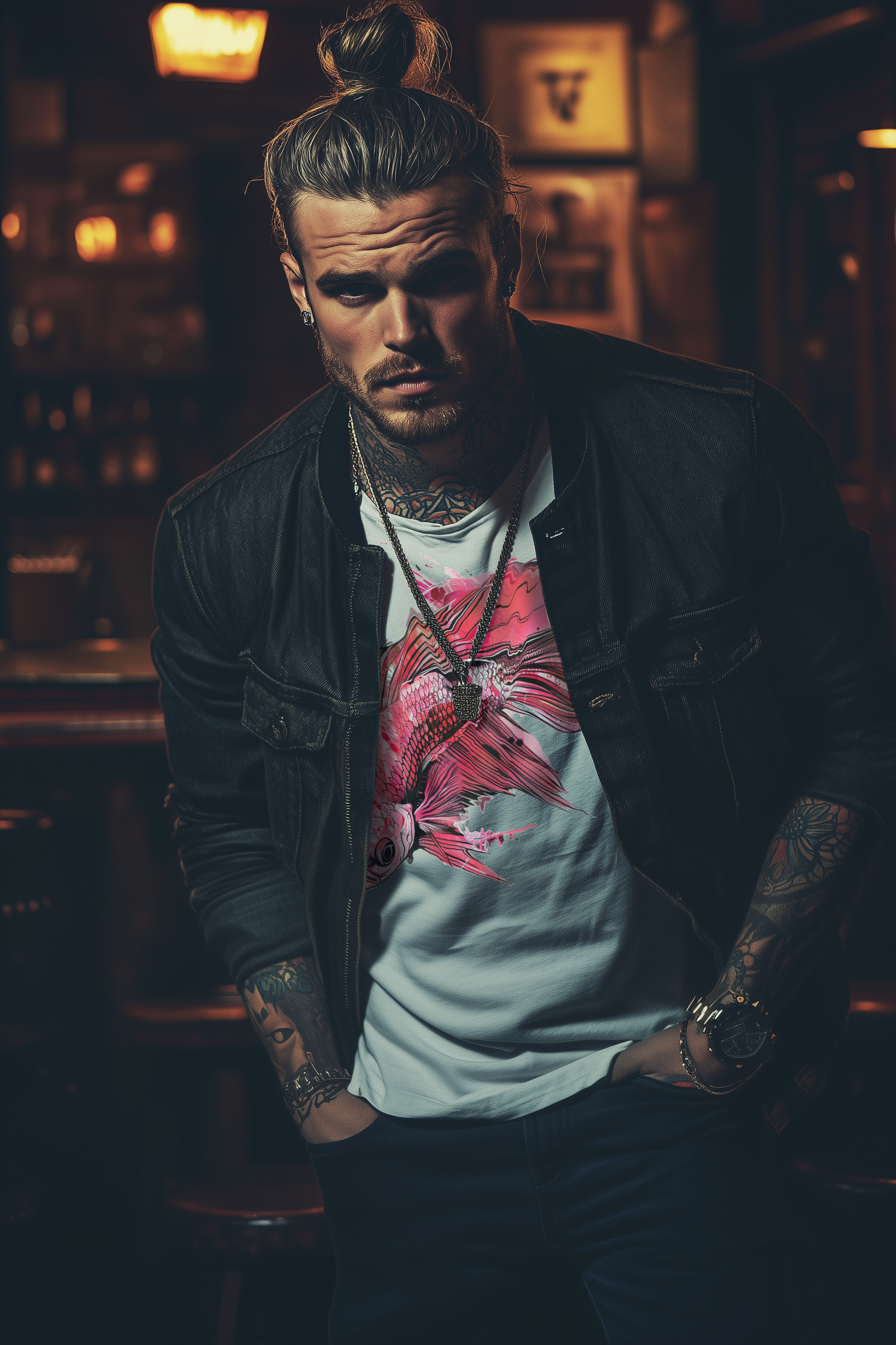 FIGHTER FISH - Mens White Tee