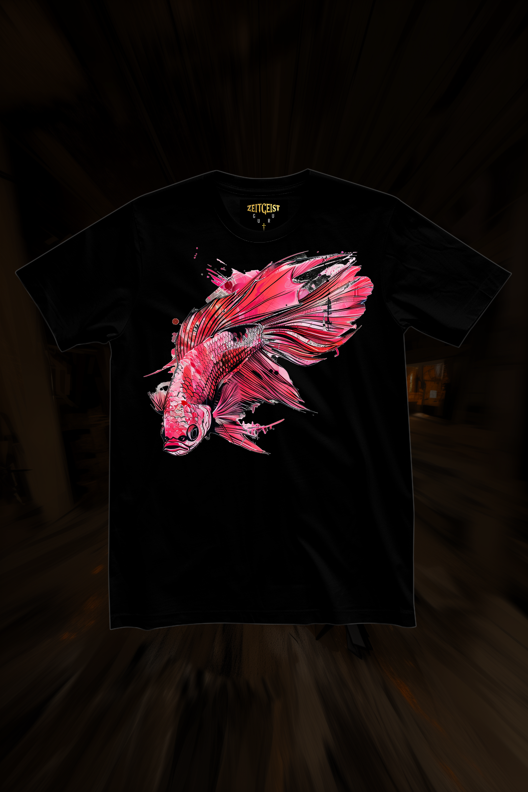 FIGHTER FISH - Mens Black Tee