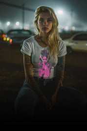 GUN'S UP GIRLFRIEND - Womens White Tee