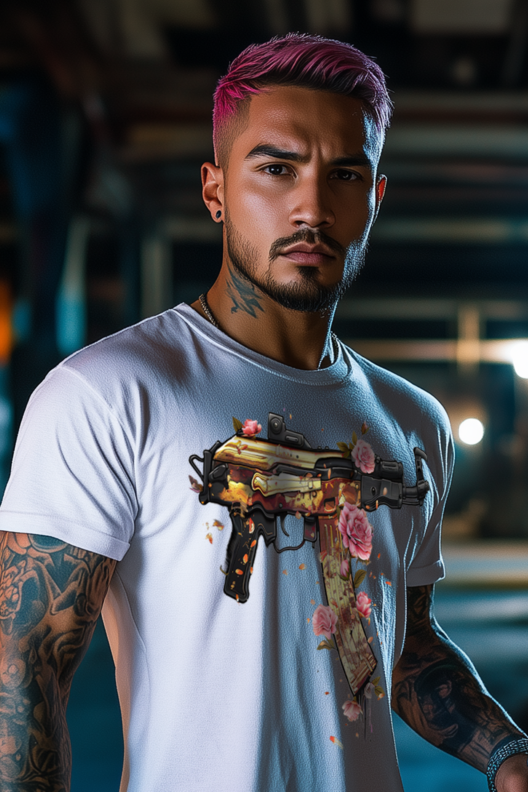 GUNS ‘N’ FLOWERS - Mens White Tee