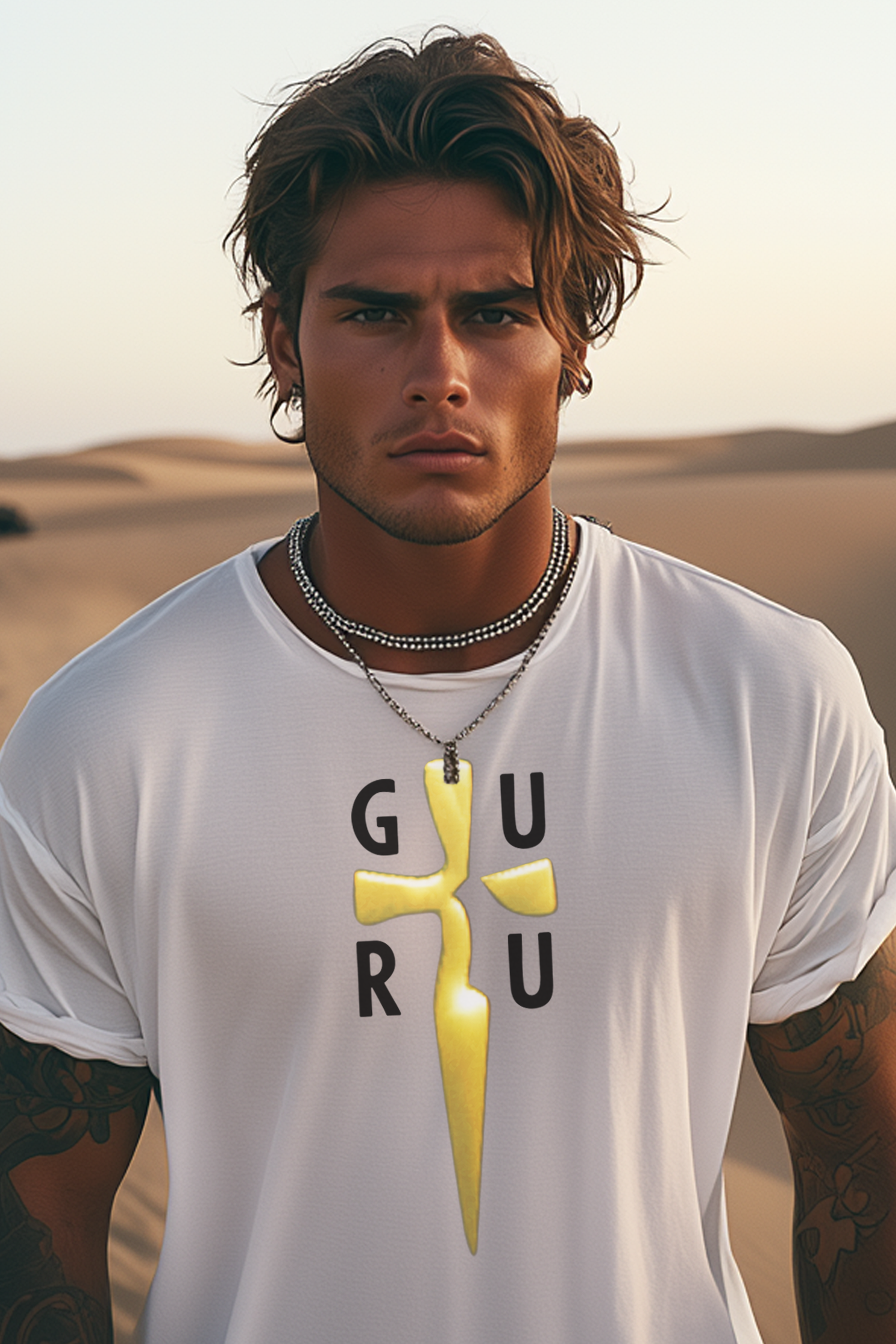 GURU BLADE - Mens White Tee