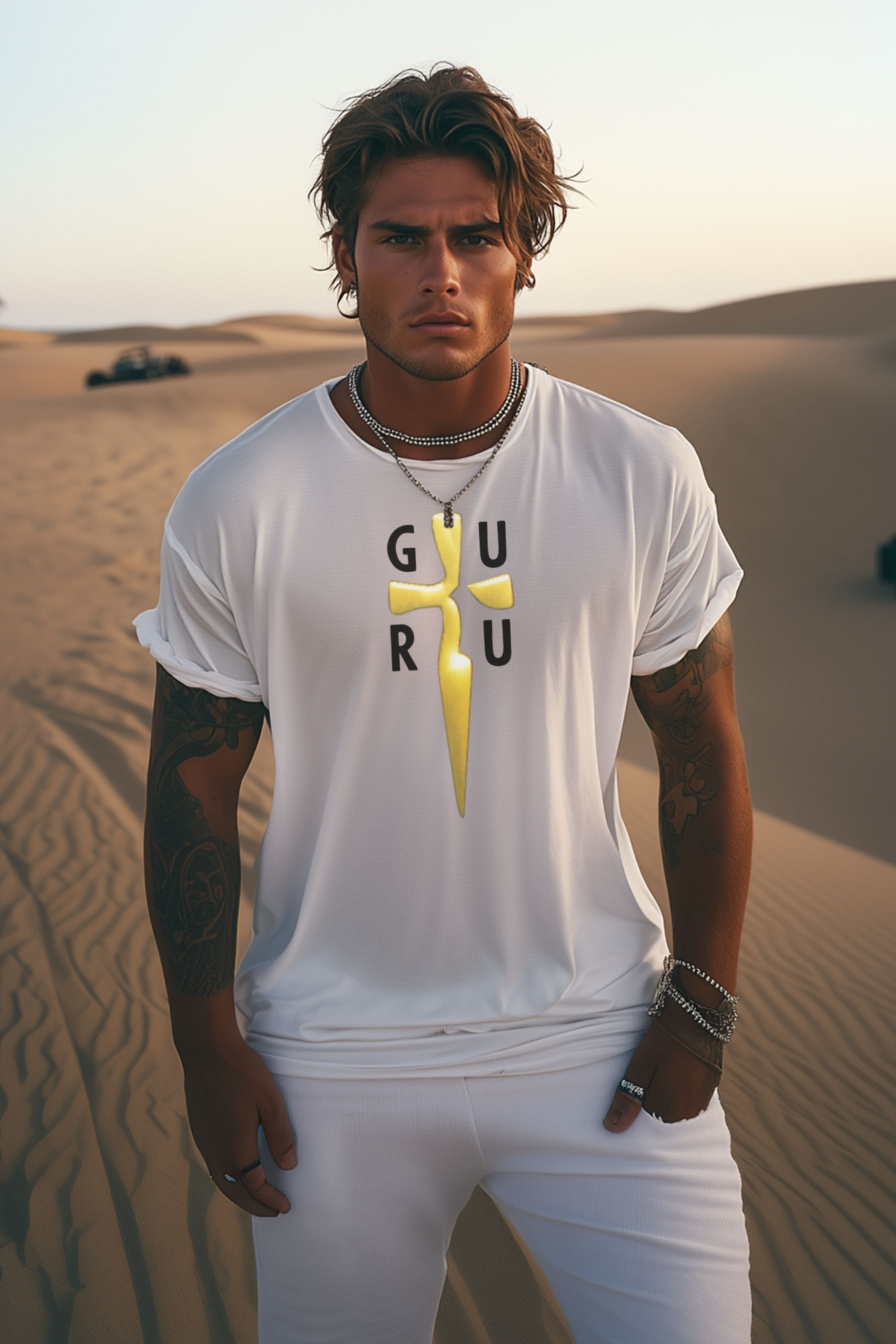 GURU BLADE - Mens White Tee