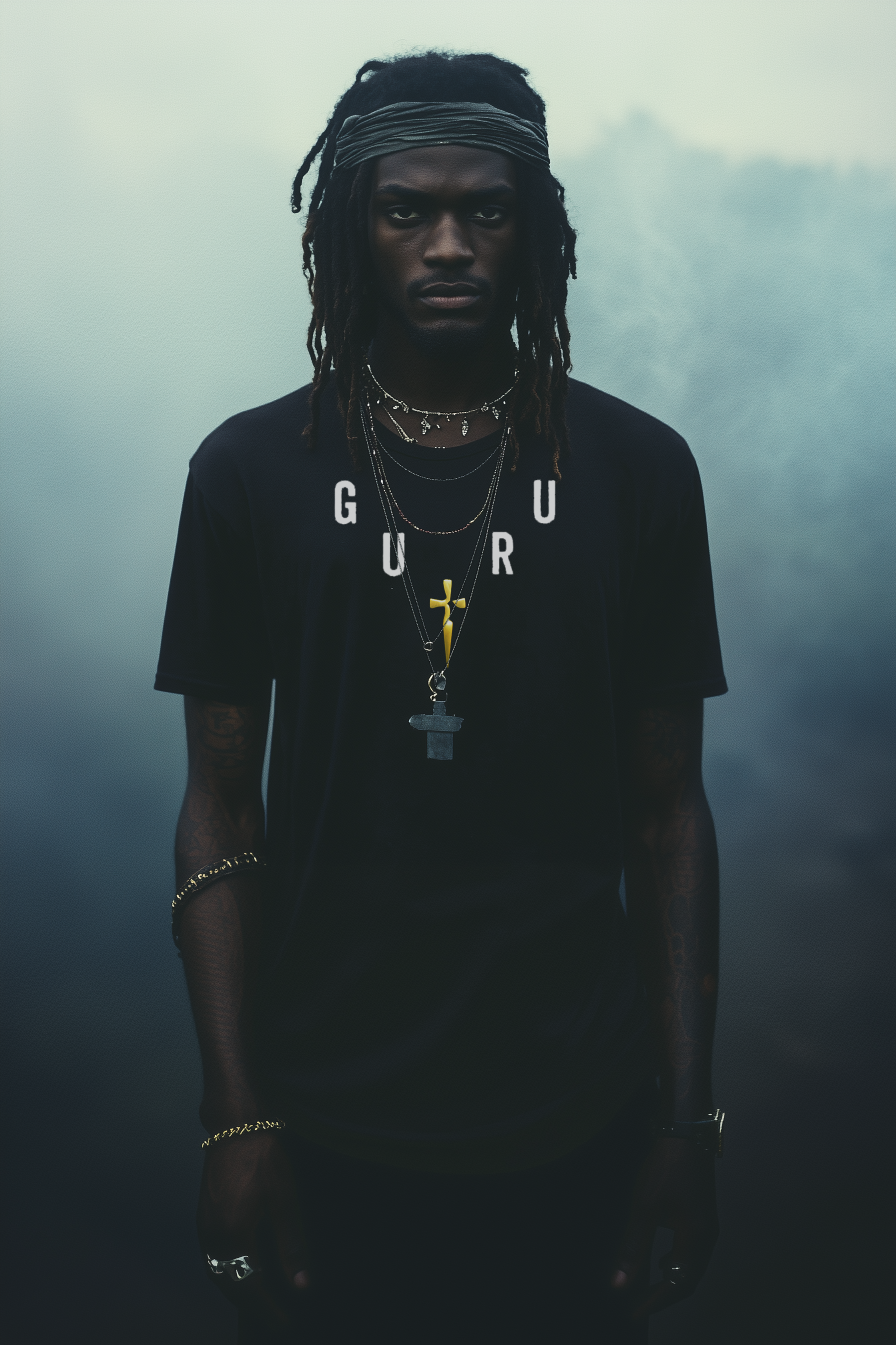GURU NECKLACE - Mens Black Tee