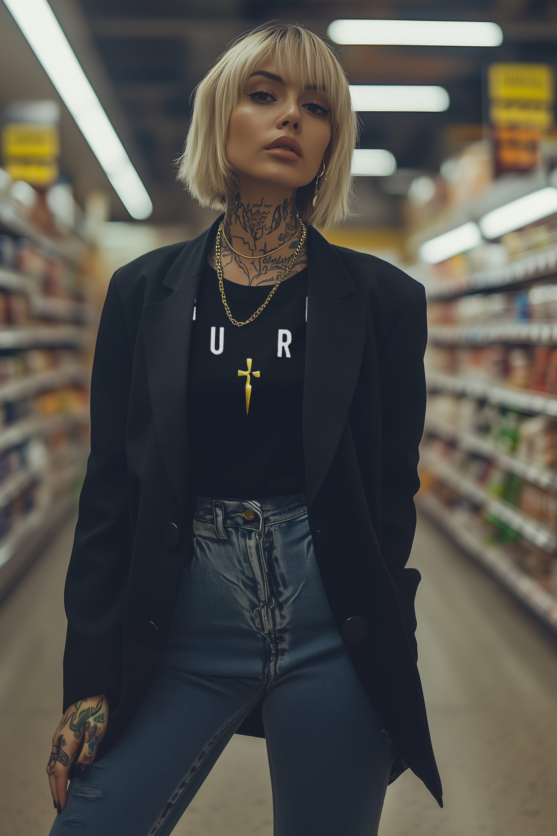 GURU NECKLACE - Womens Black Tee