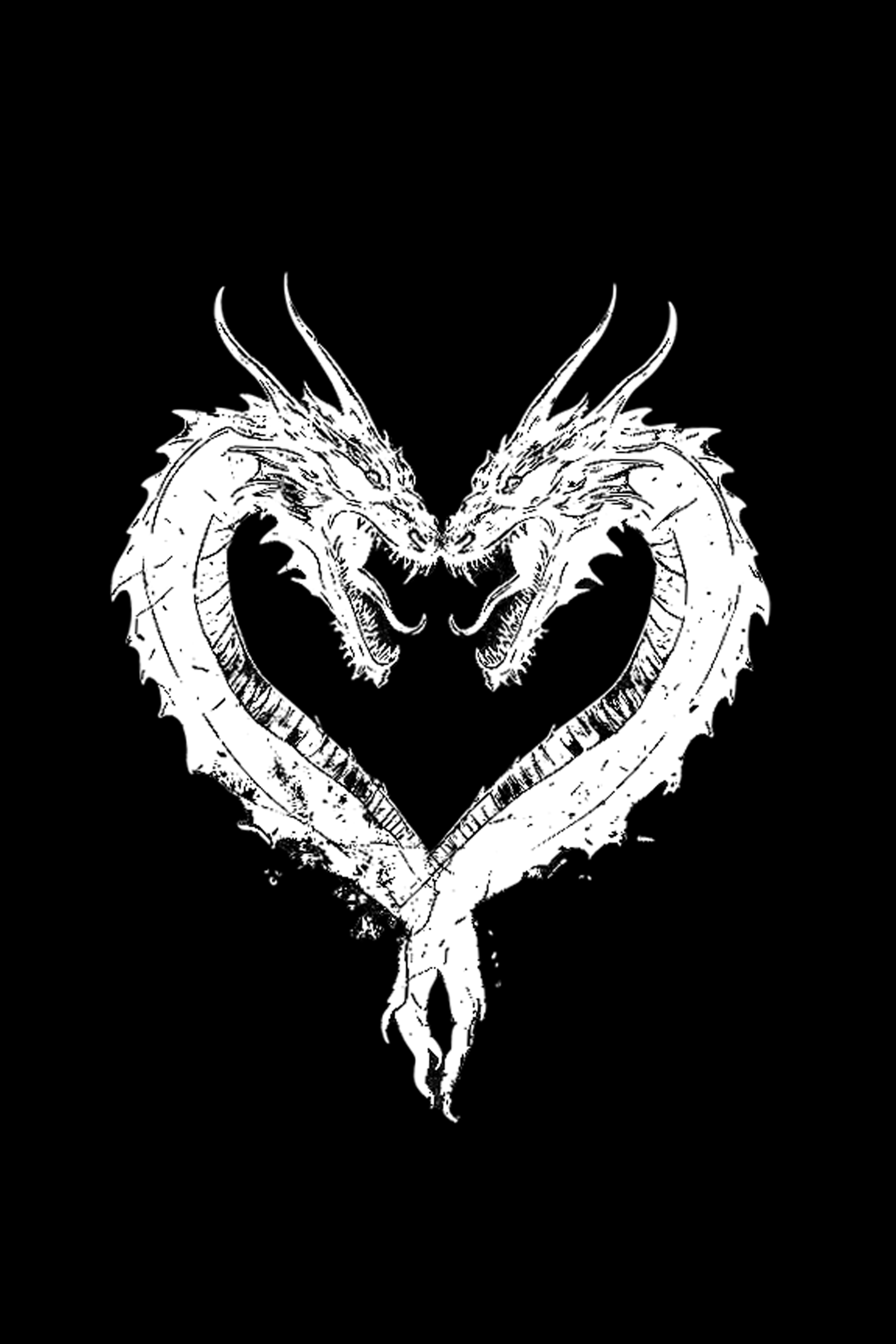 HEART DRAGON - Womens Black Tee