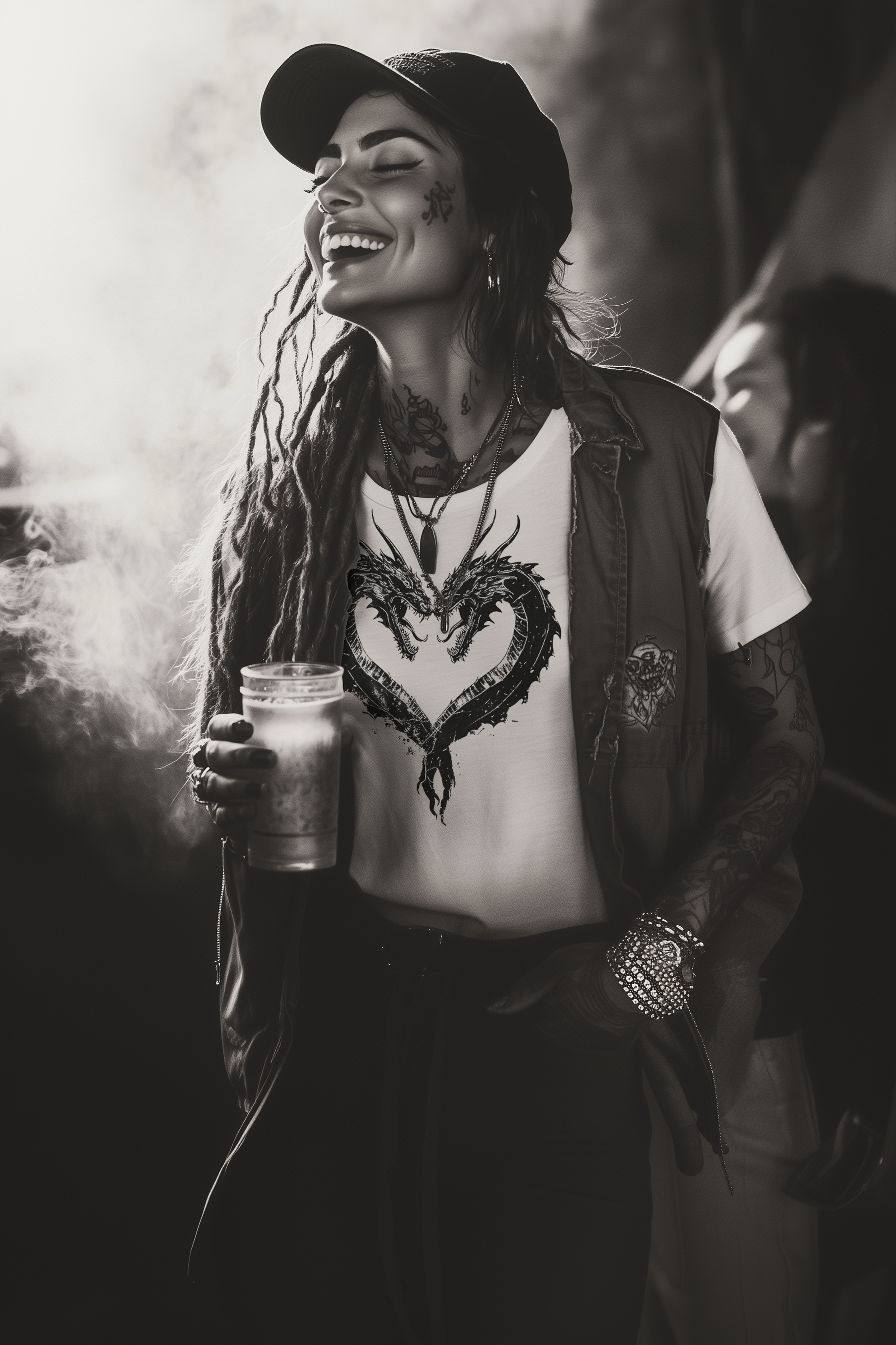 HEART DRAGON - White Womens Tee