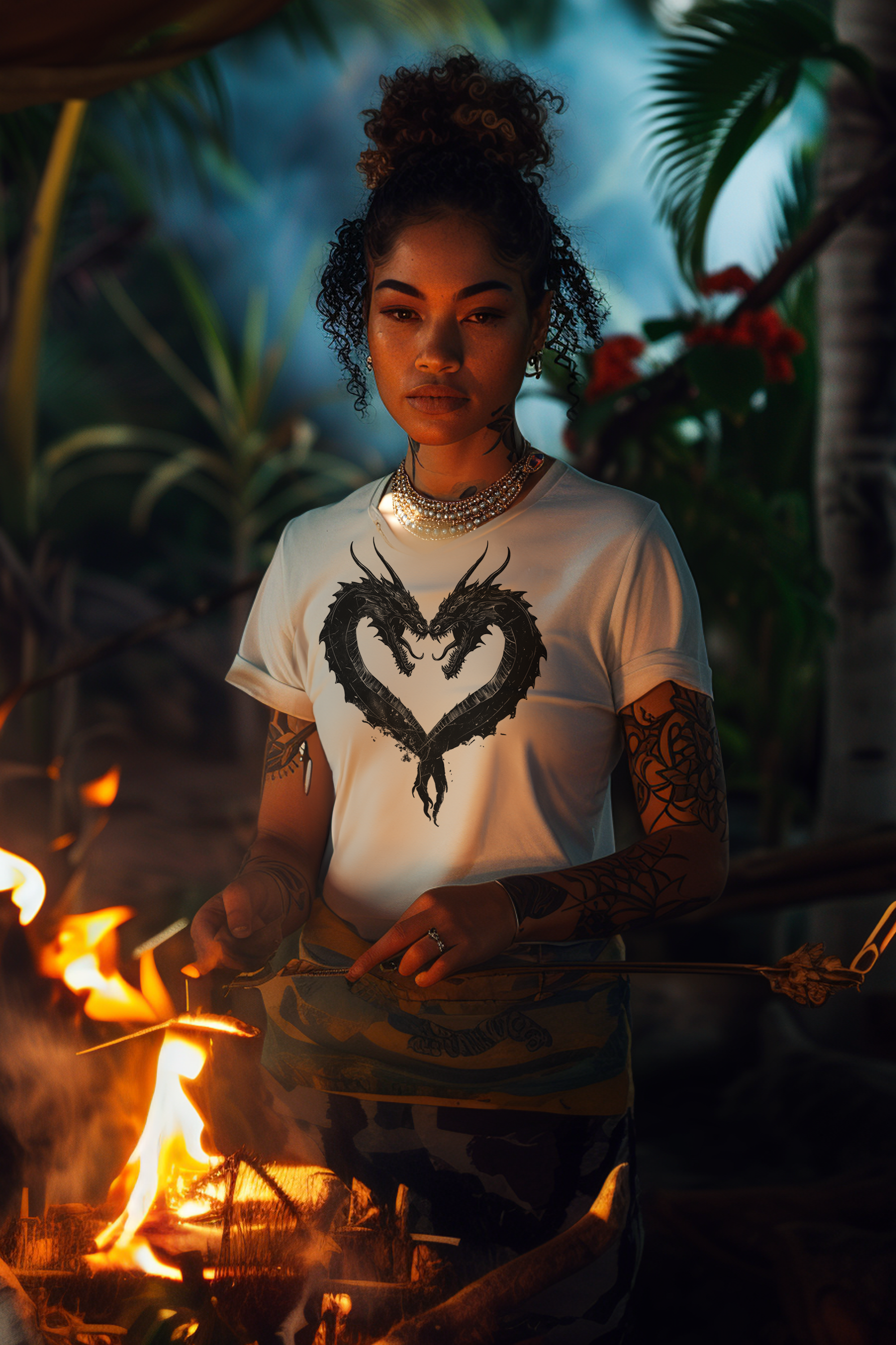 HEART DRAGON - White Womens Tee