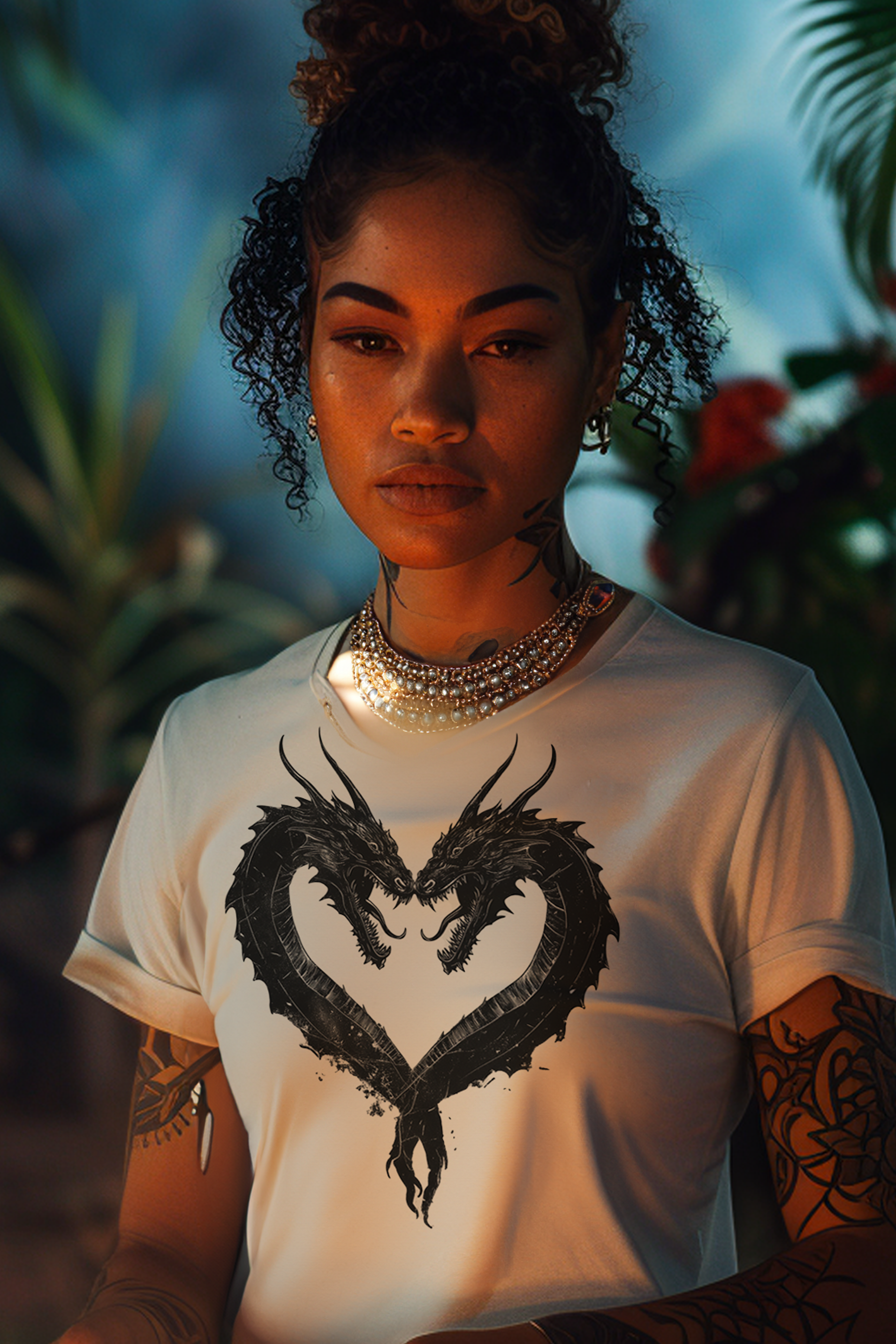 HEART DRAGON - White Womens Tee