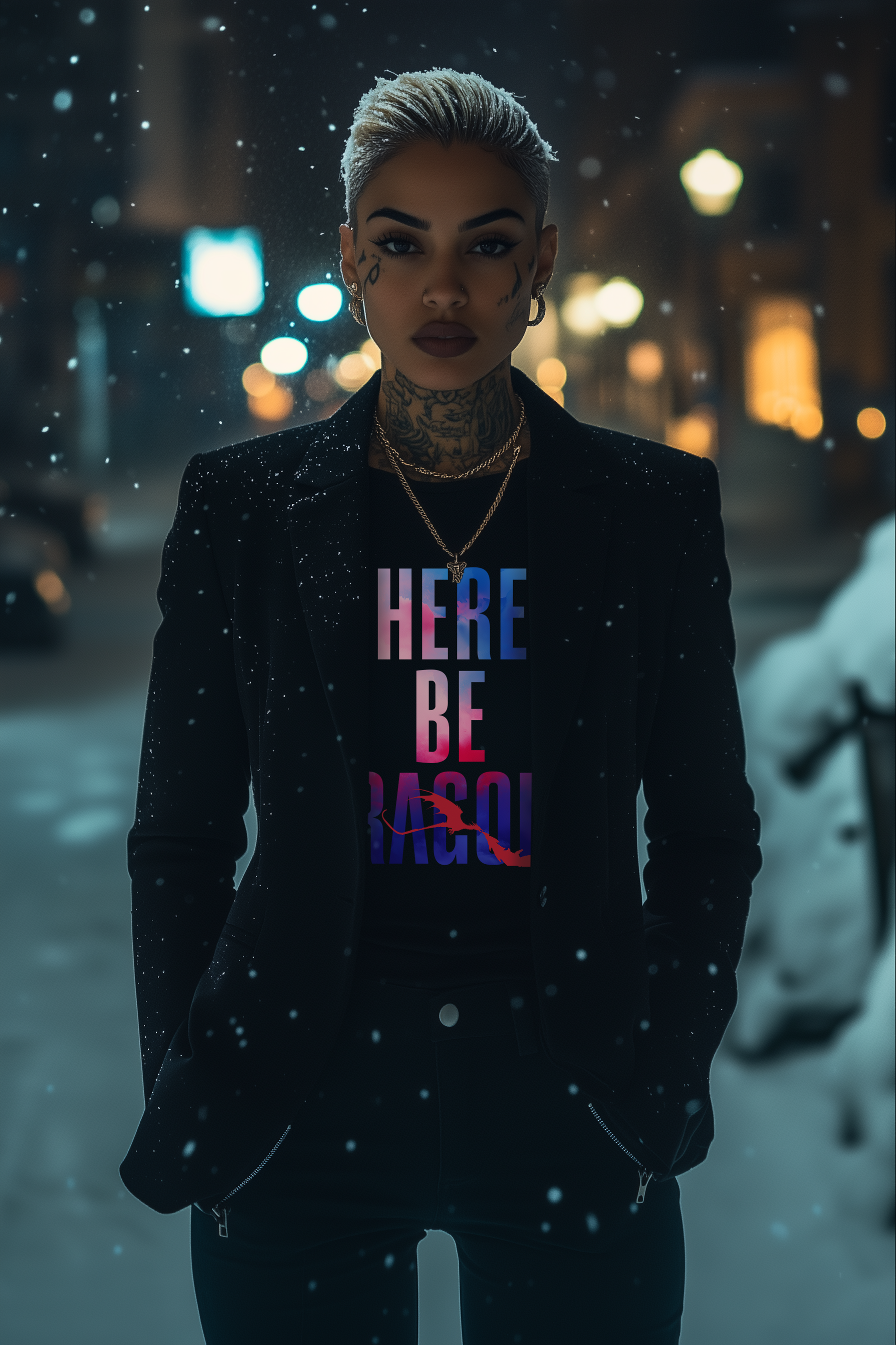HERE BE DRAGONS - Womens Black Tee