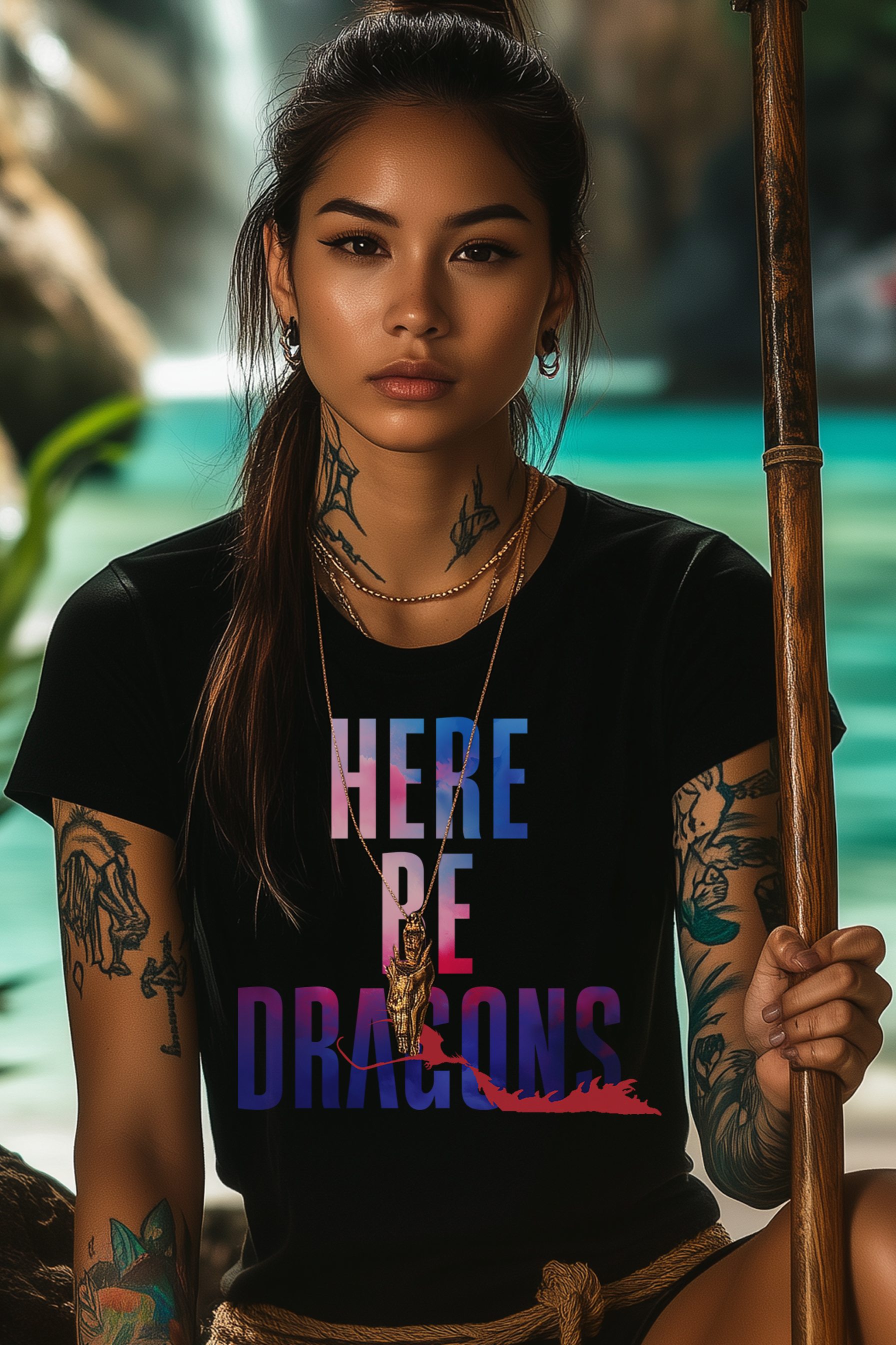 HERE BE DRAGONS - Womens Black Tee