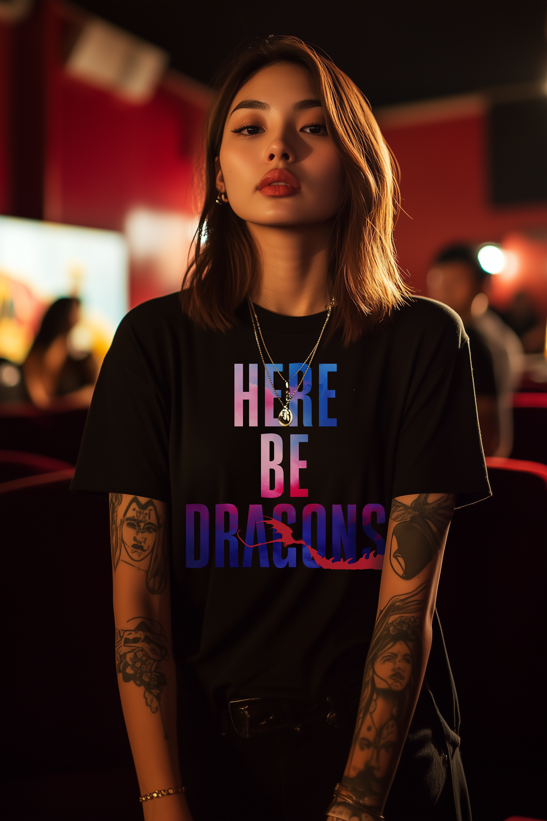 HERE BE DRAGONS - Womens Black Tee