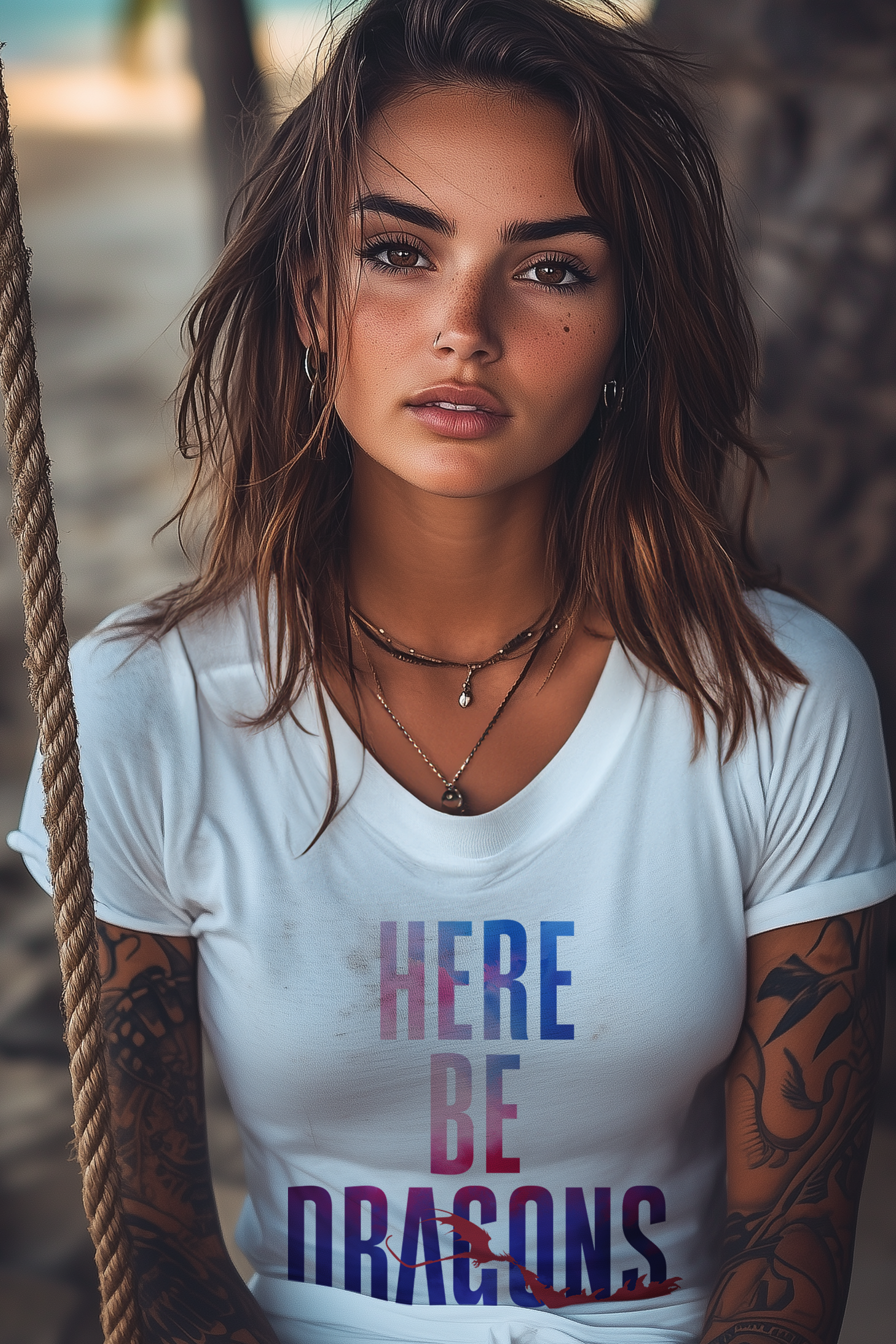HERE BE DRAGONS - Womens White Tee
