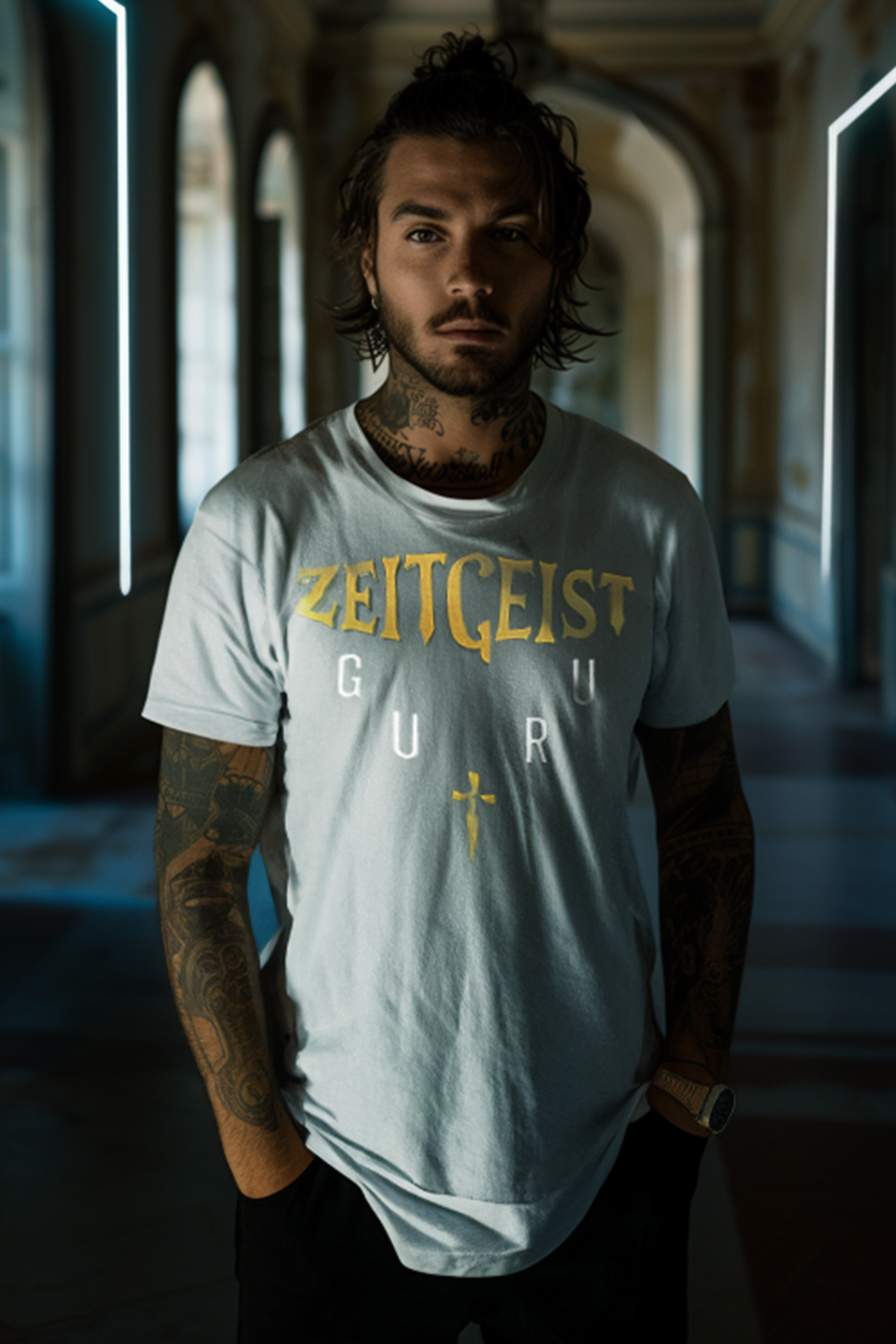 FULL LOGO - Mens White tee