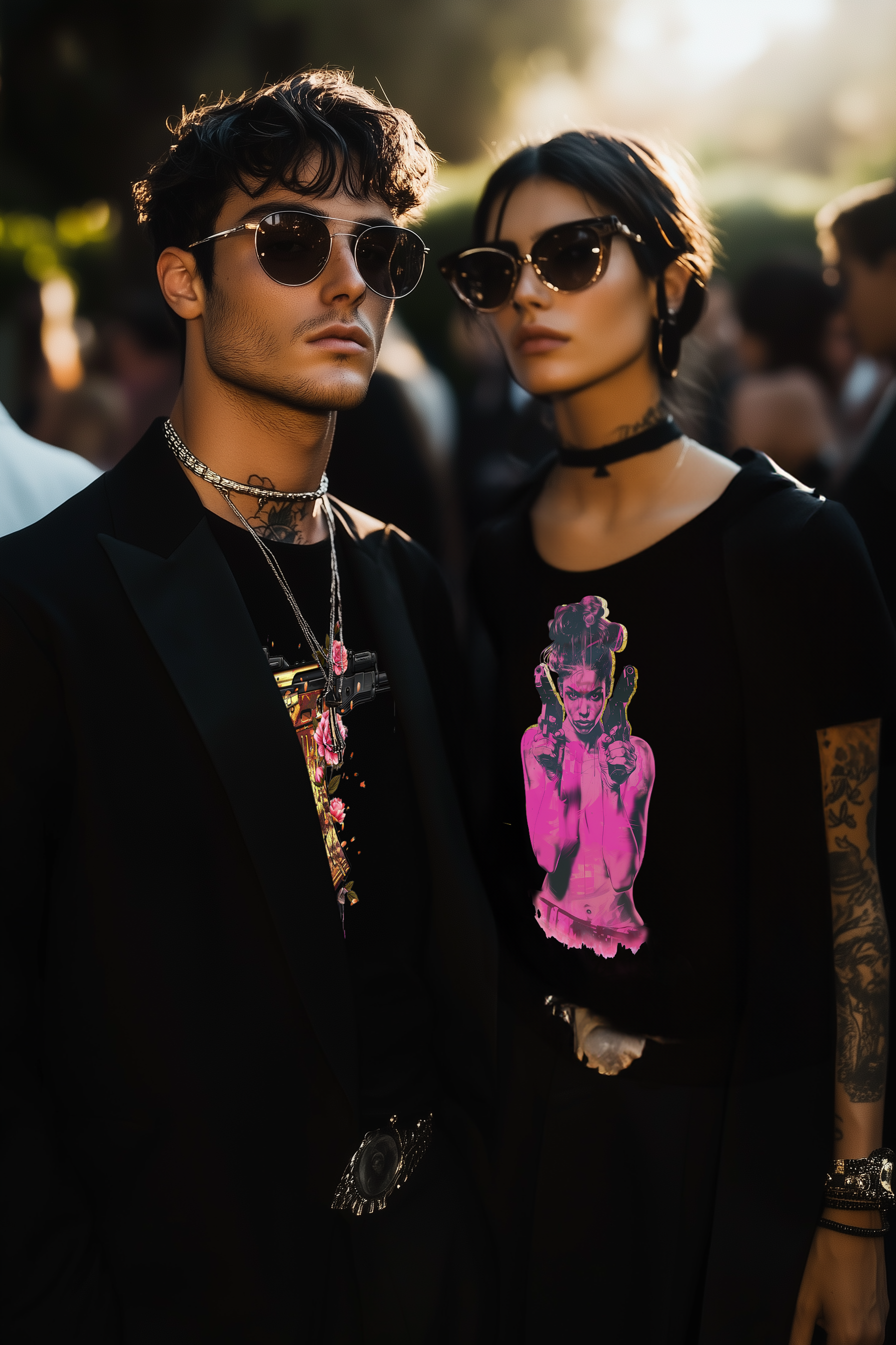 GUNS ‘N’ FLOWERS - Mens Black Tee
