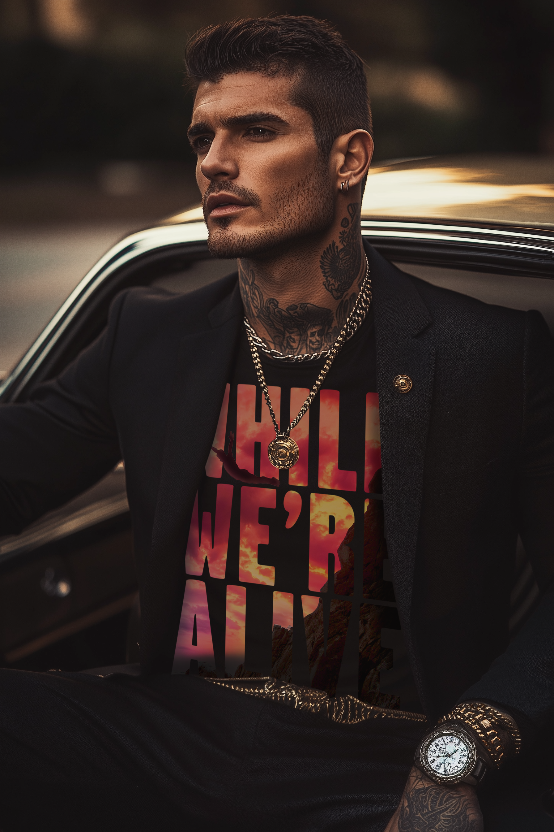 WHILE WE’RE ALIVE - Mens Black Tee
