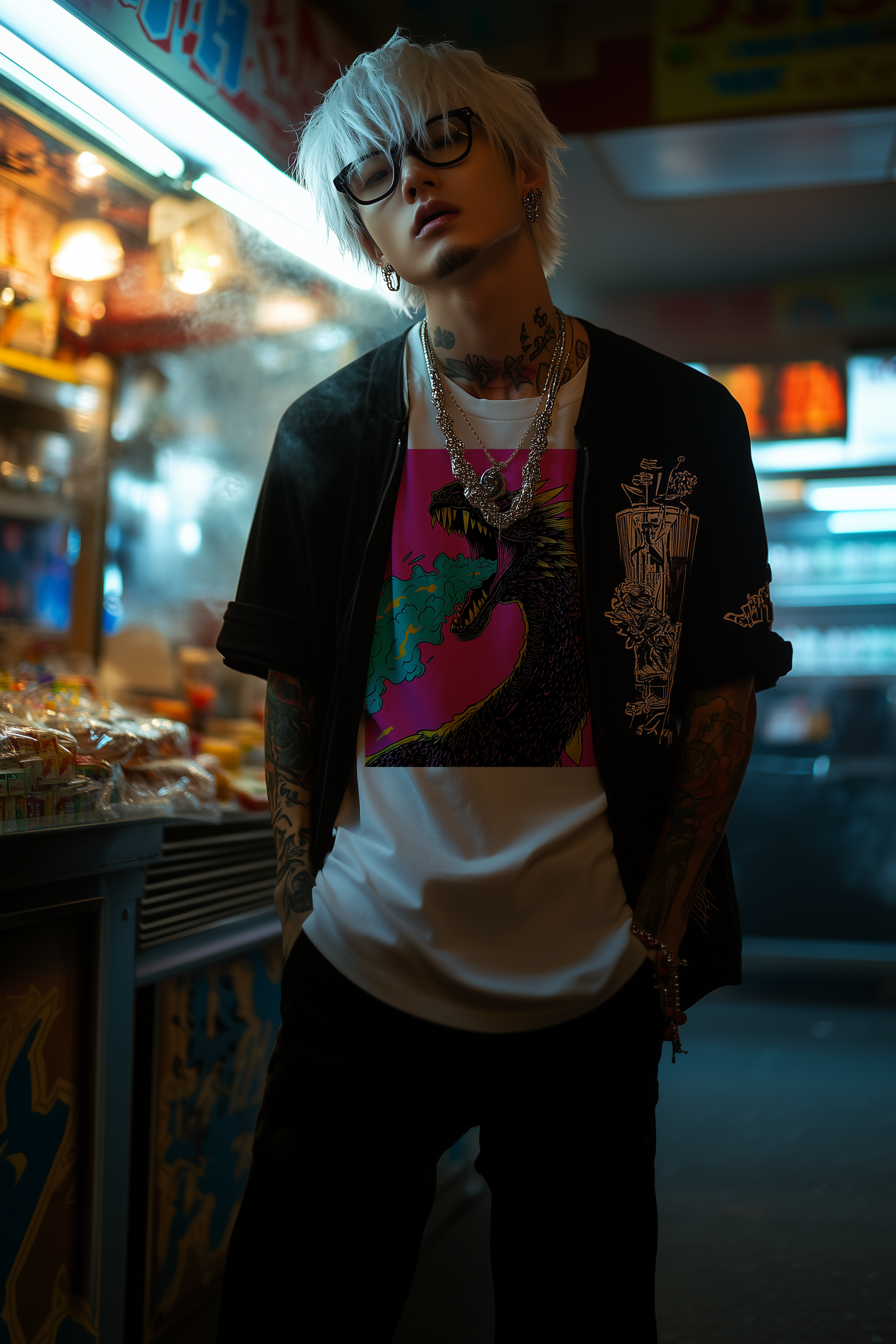 POP DRAGON - Mens White Tee