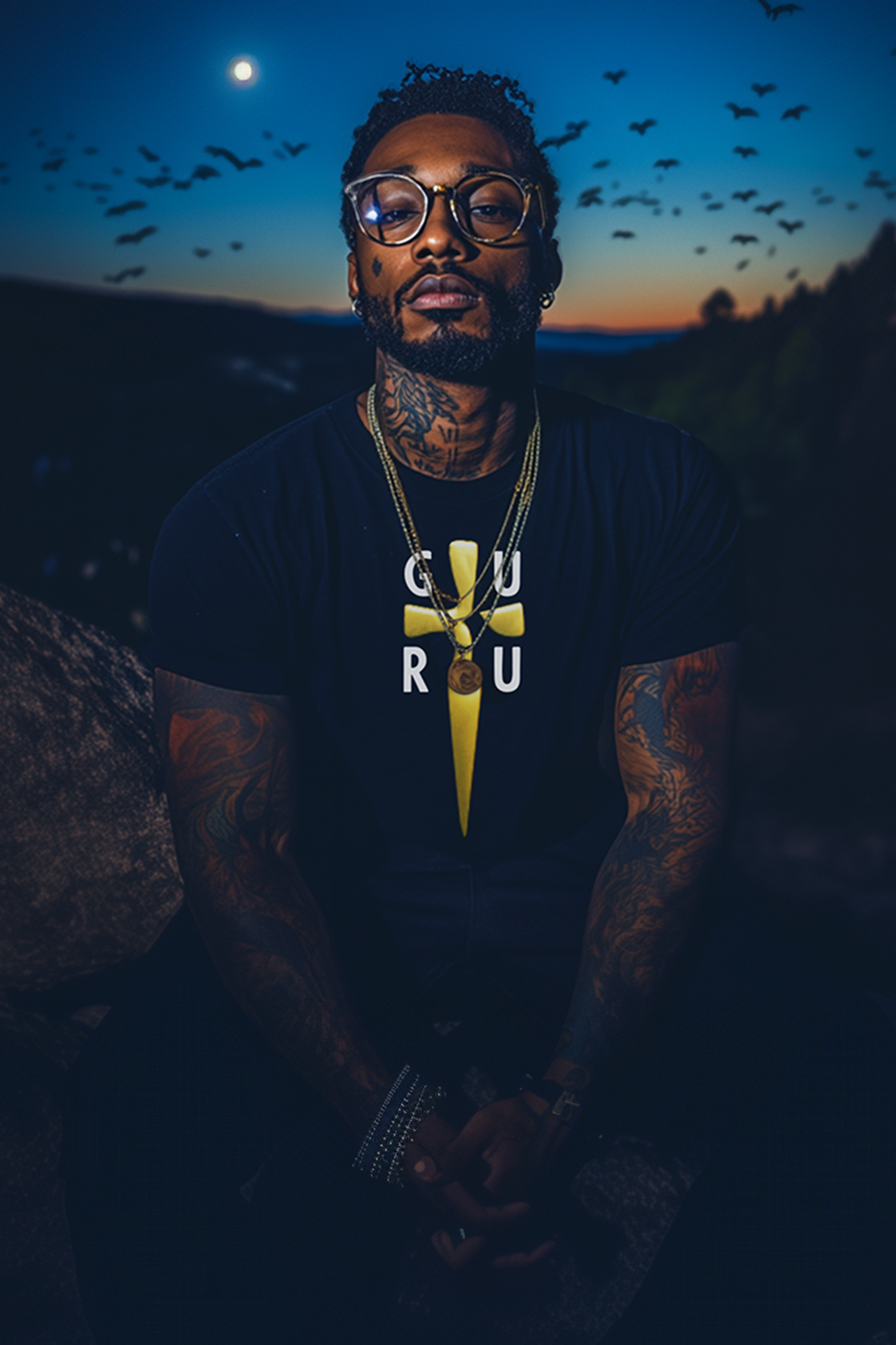 GURU BLADE - Mens Black Tee