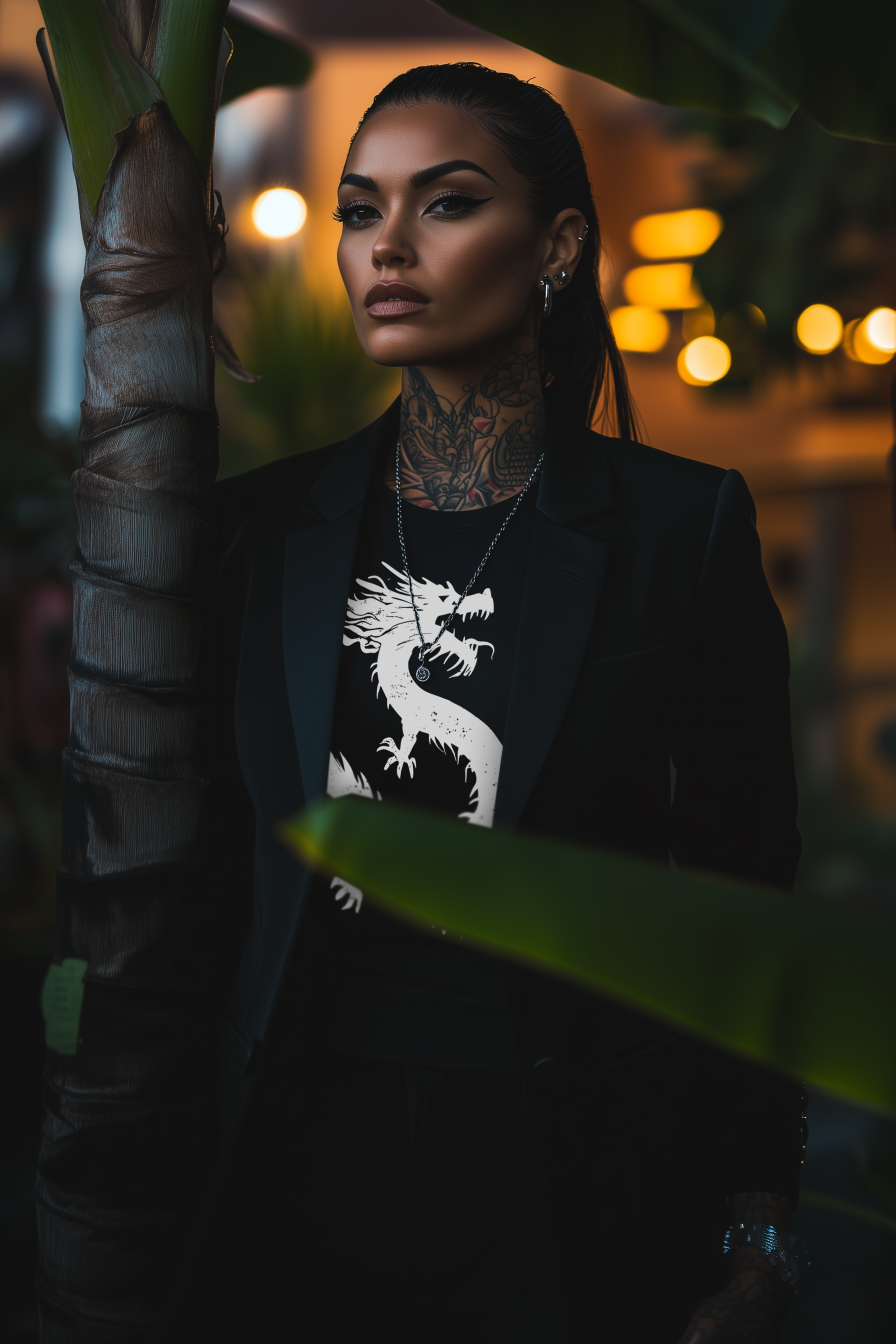 LONE DRAGON - Womens Black Tee