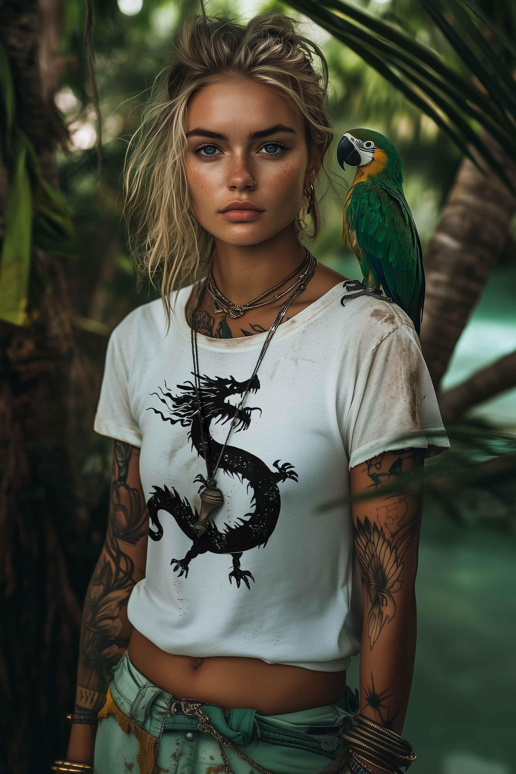 LONE DRAGON - Womens White Tee