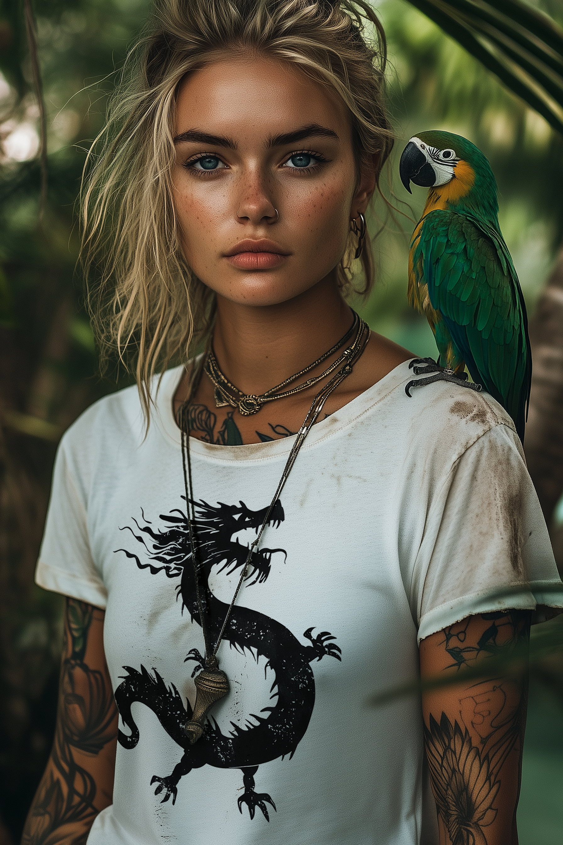LONE DRAGON - Womens White Tee
