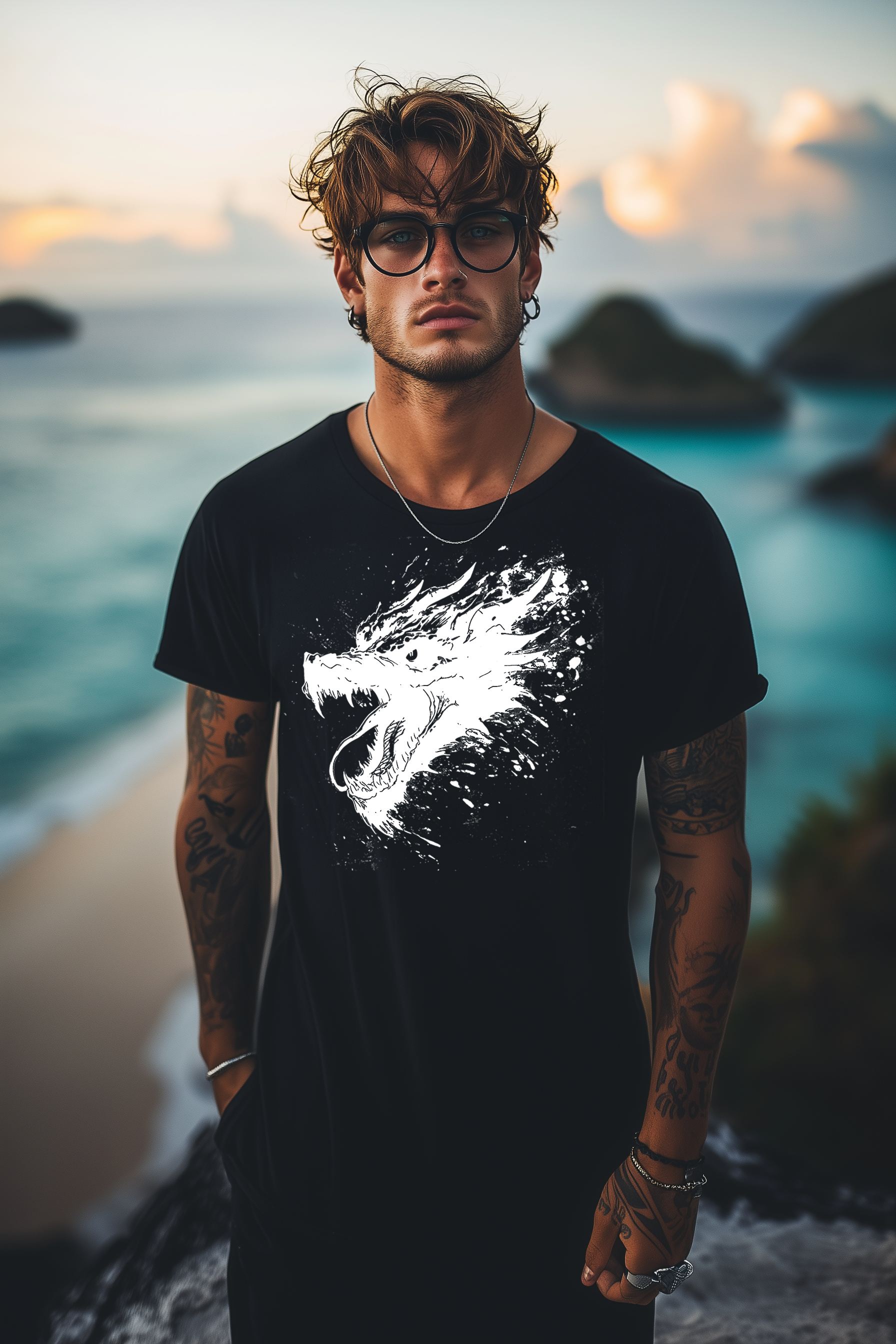FIERCE DRAGON - Mens Black Tee