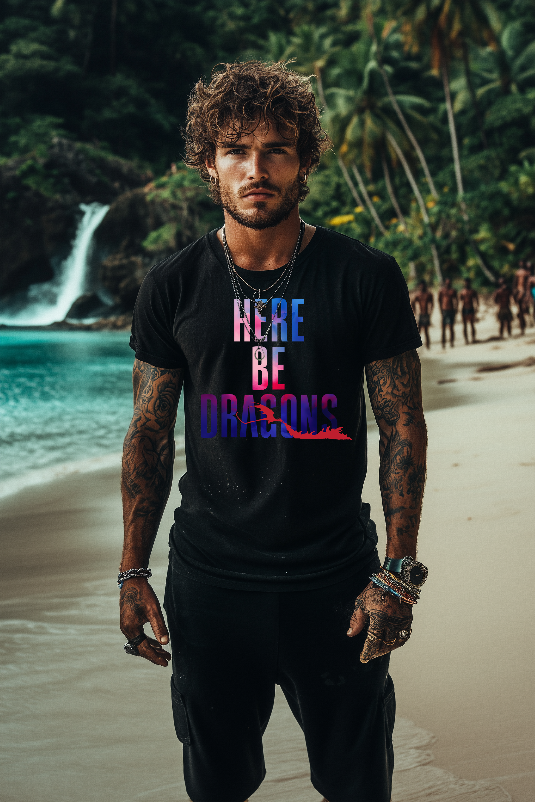 HERE BE DRAGONS - Mens Black Tee