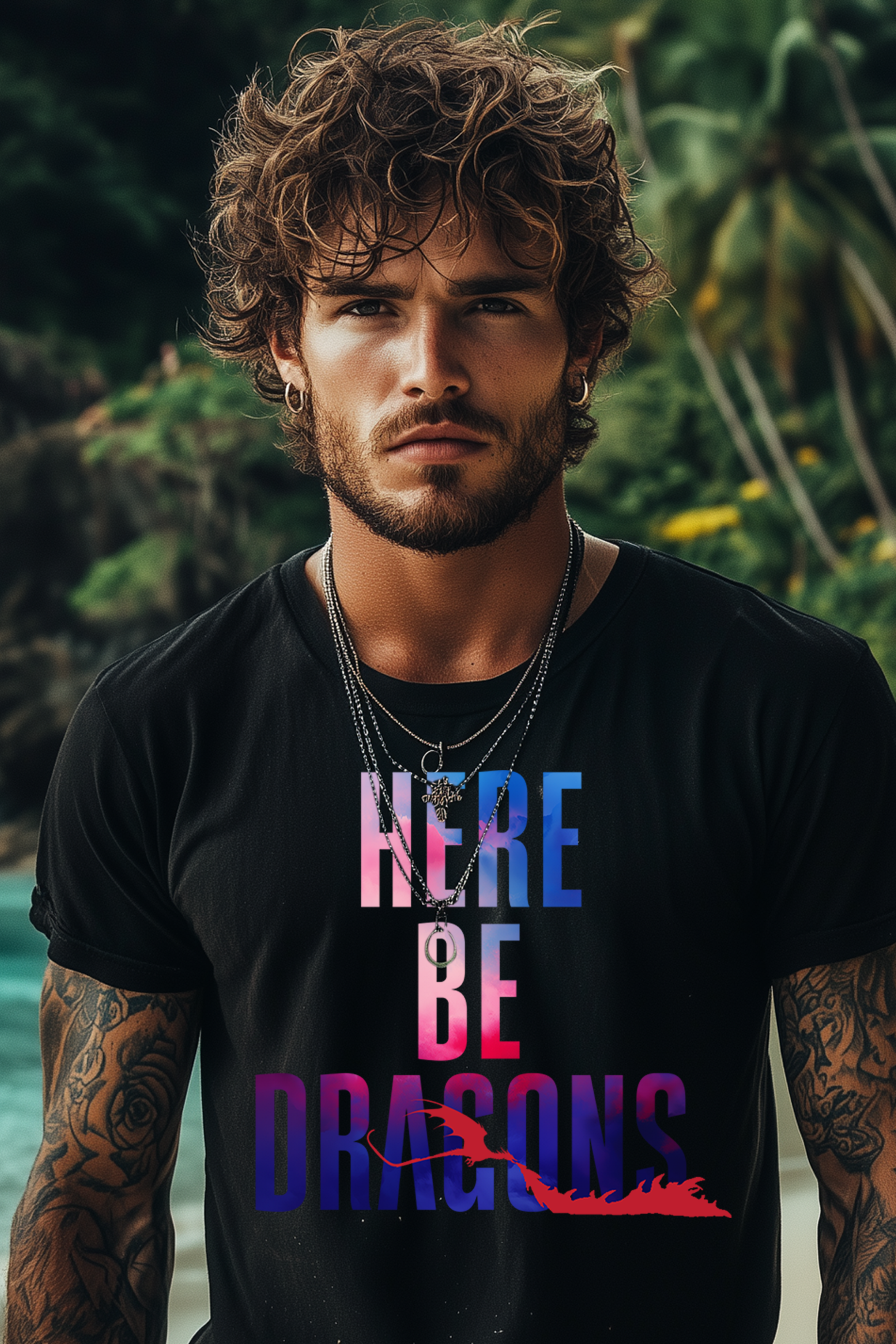 HERE BE DRAGONS - Mens Black Tee