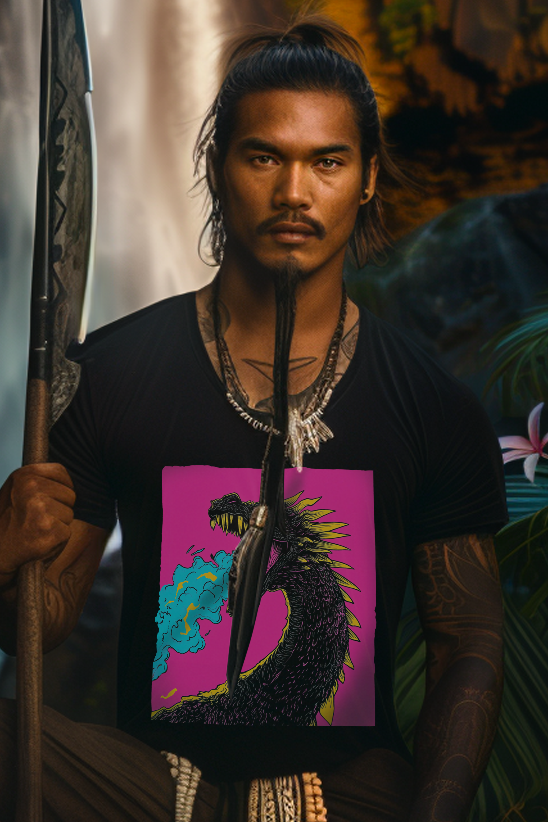 POP DRAGON - Mens Black Tee