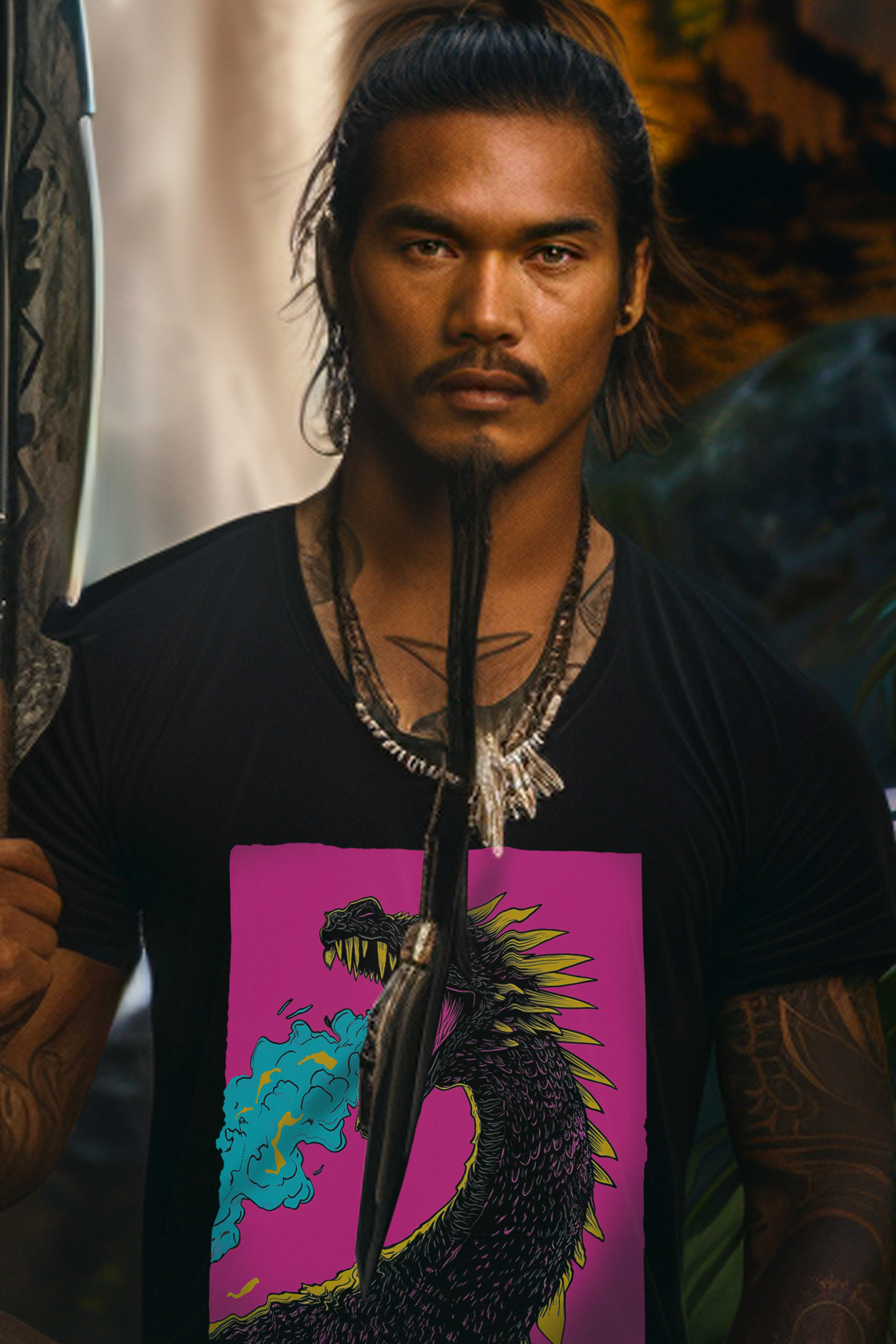 POP DRAGON - Mens Black Tee