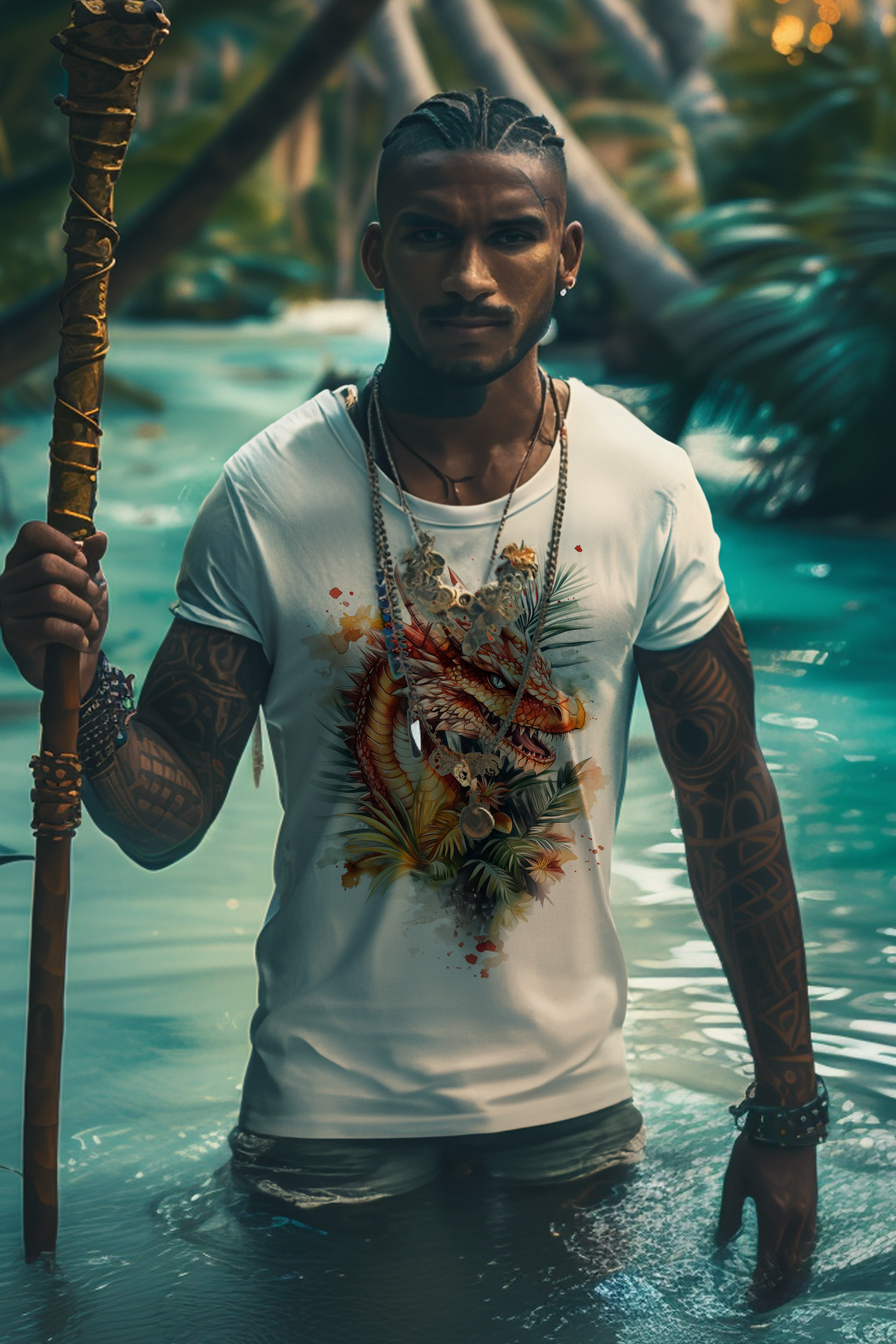 SLY DRAGON - White Mens Tee