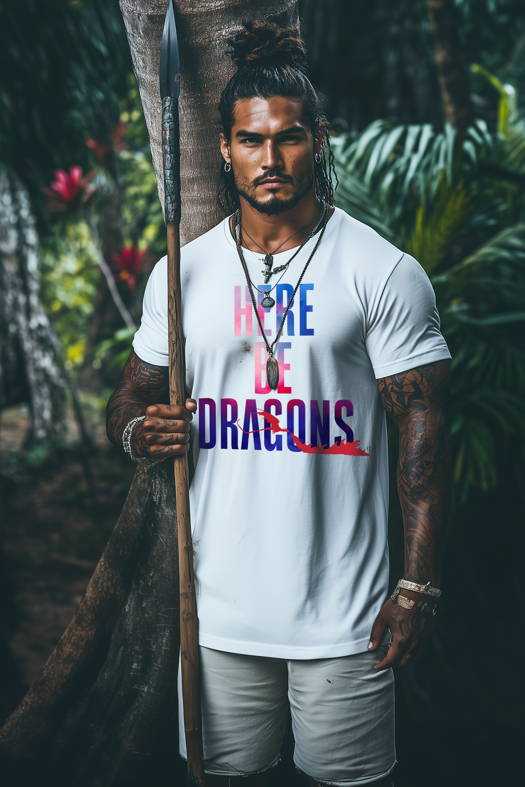 HERE BE DRAGONS - Mens White Tee