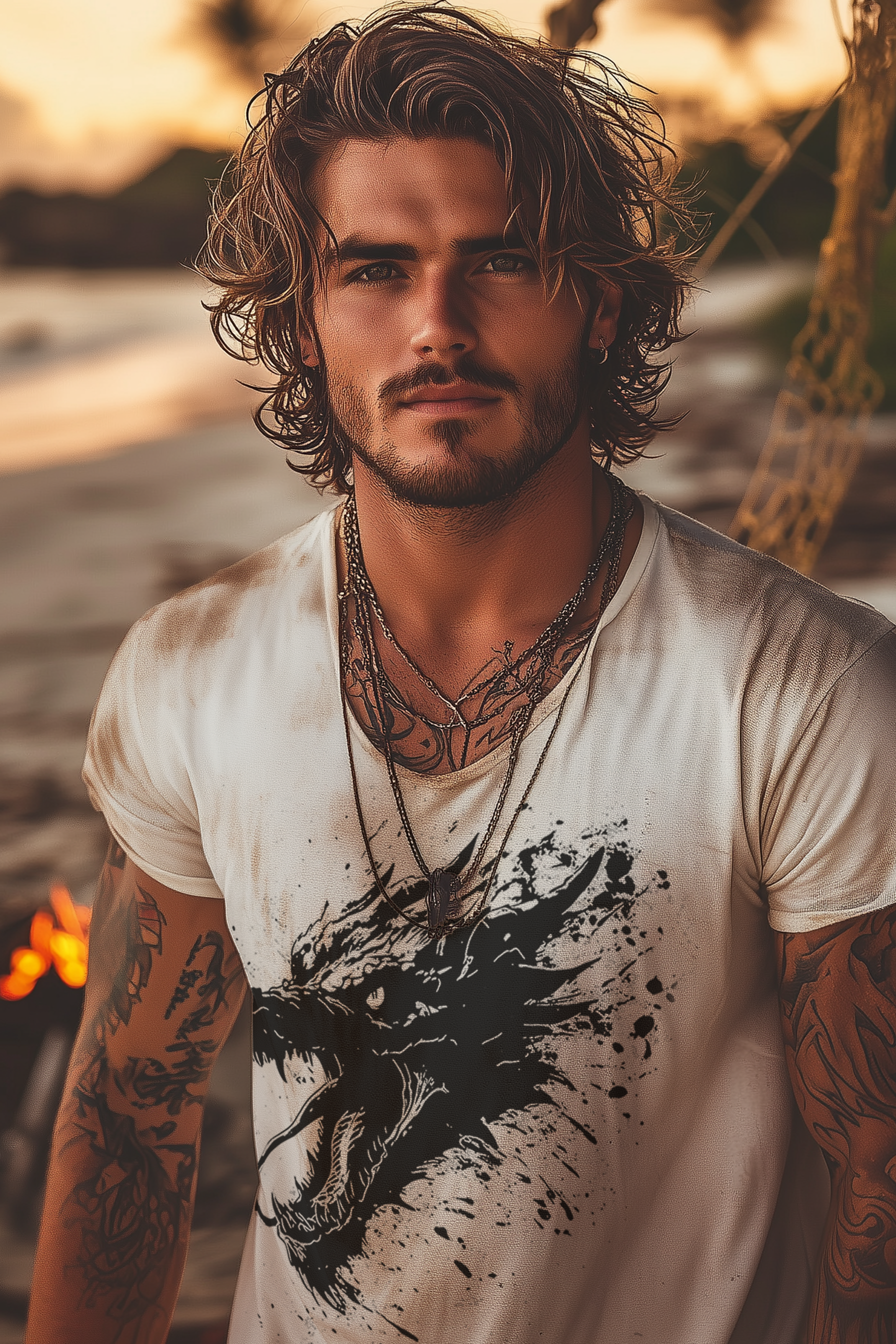 FIERCE DRAGON - Mens White Tee