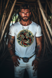 ORNAMENT DRAGON - Mens White Tee