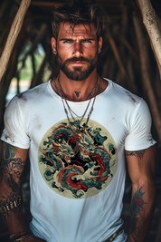 ORNAMENT DRAGON - Mens White Tee
