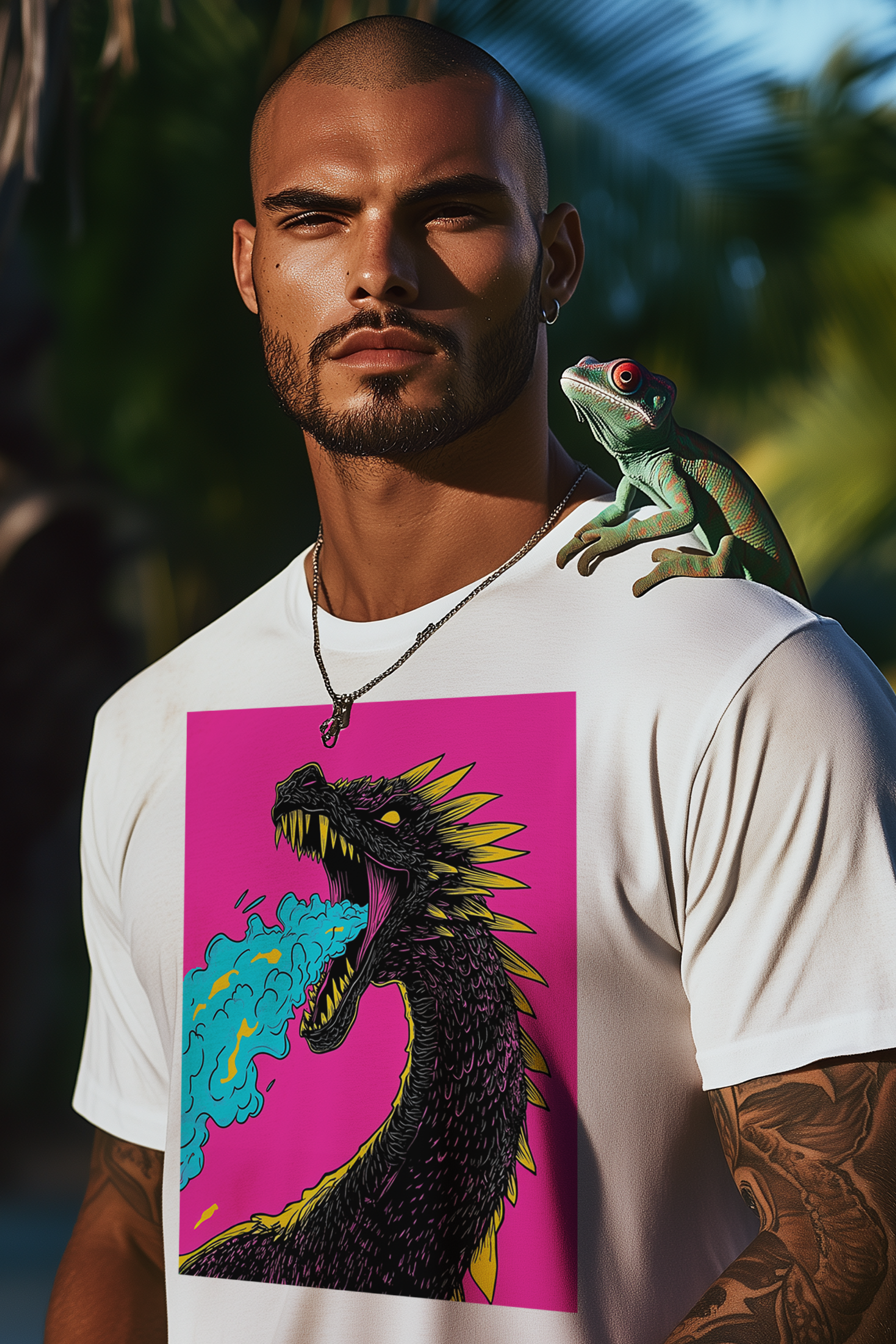 POP DRAGON - Mens White Tee