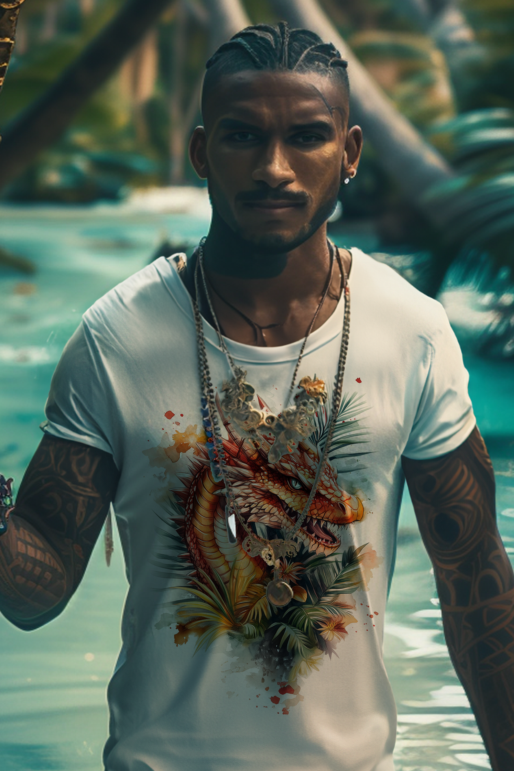 SLY DRAGON - White Mens Tee