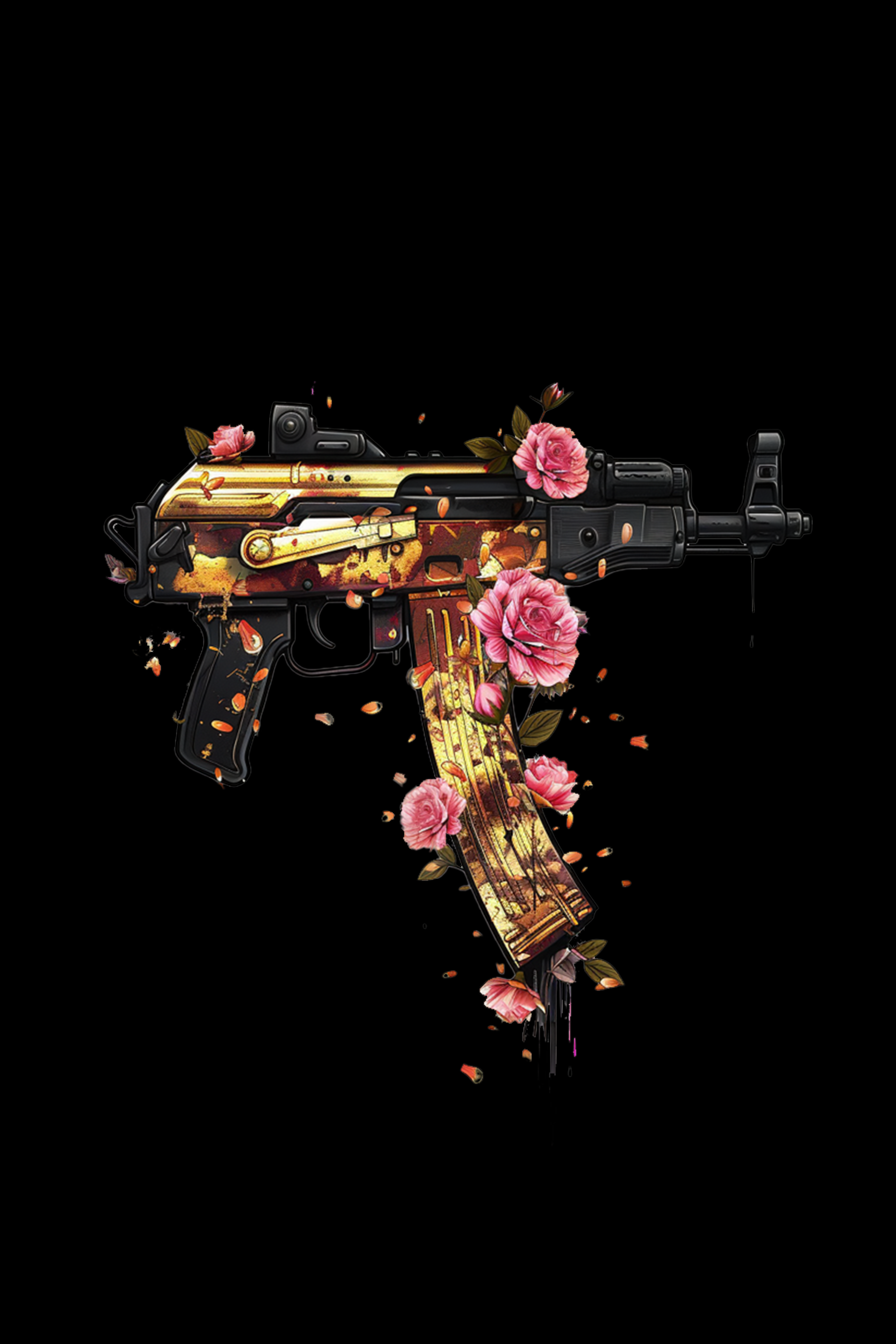 GUNS ‘N’ FLOWERS - Mens Black Tee