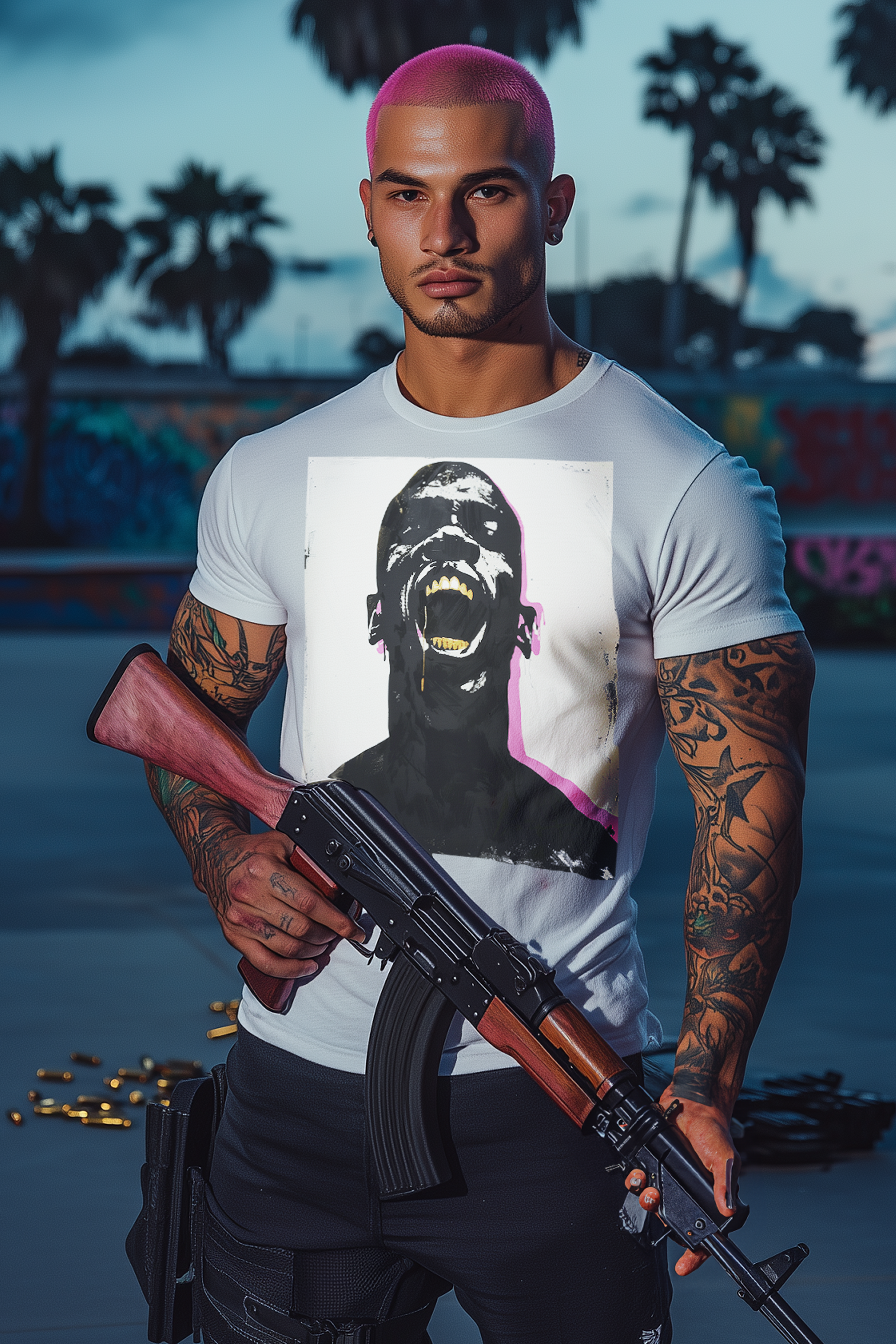 MAN SCREAM - Mens White Tee