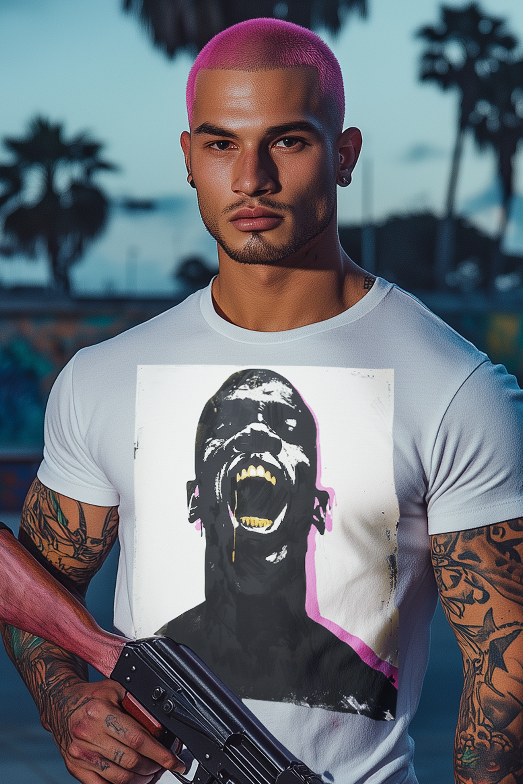 MAN SCREAM - Mens White Tee