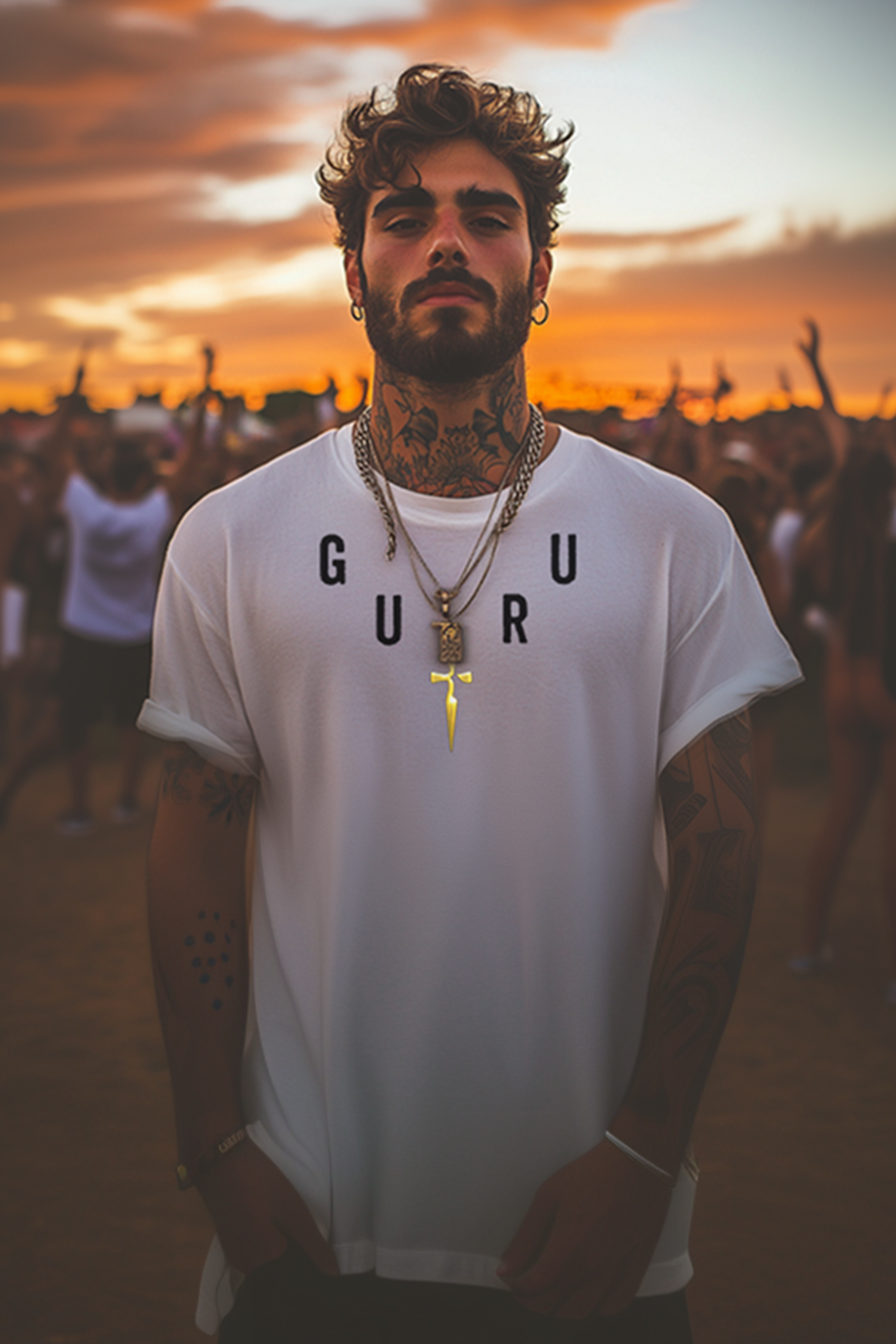 GURU NECKLACE - Mens White Tee