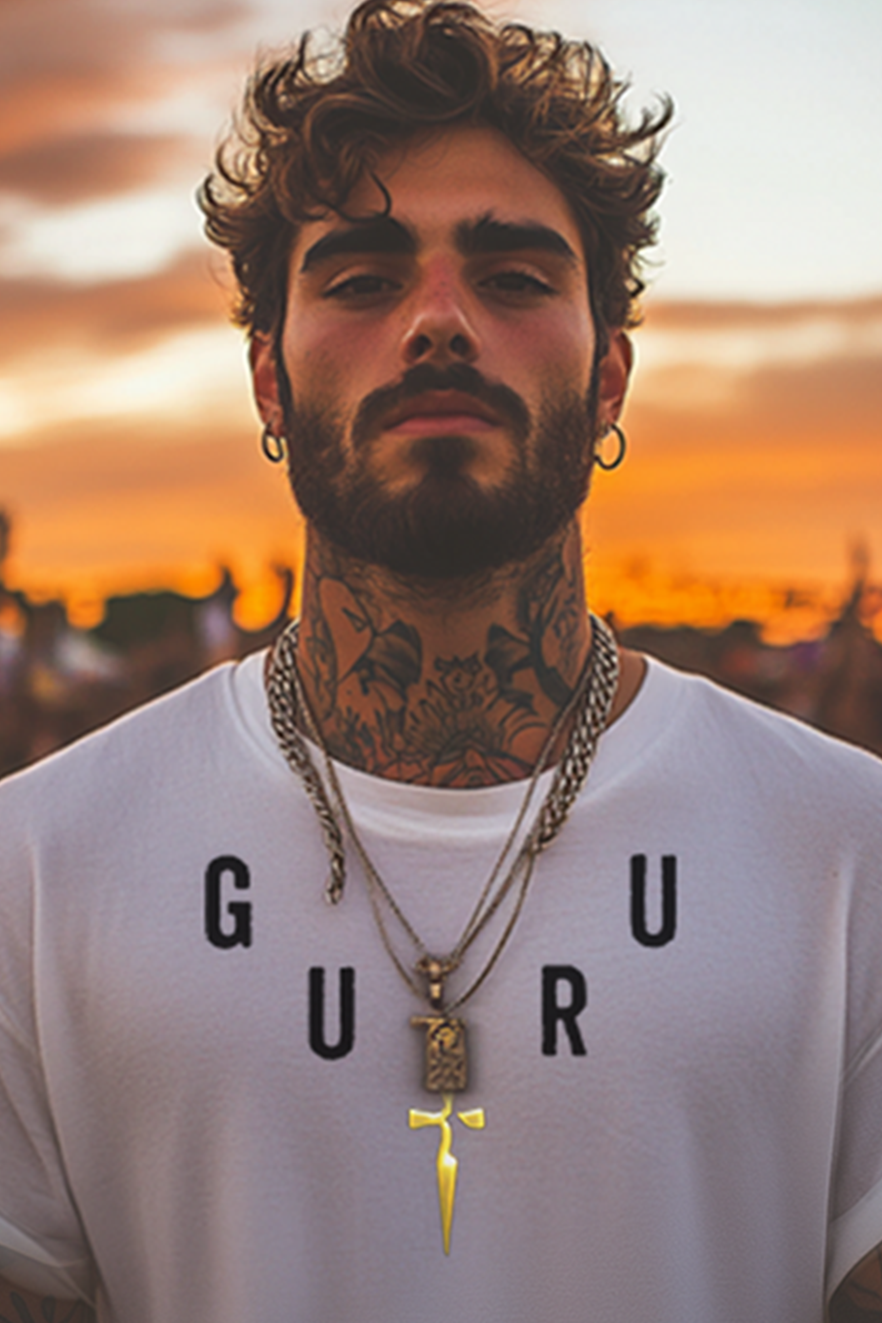 GURU NECKLACE - Mens White Tee