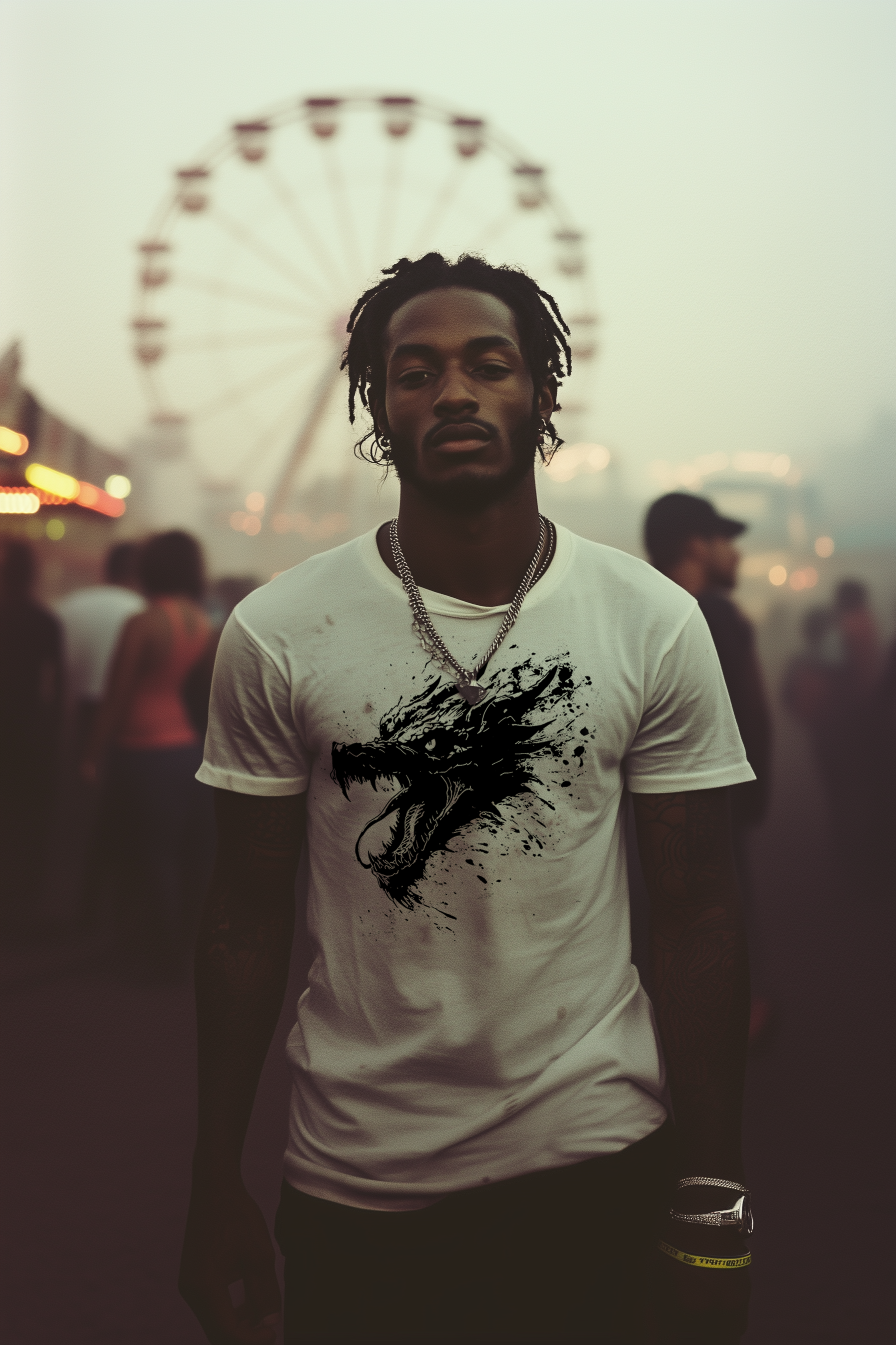 FIERCE DRAGON - Mens White Tee