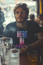 HERE BE DRAGONS - Mens Black Tee